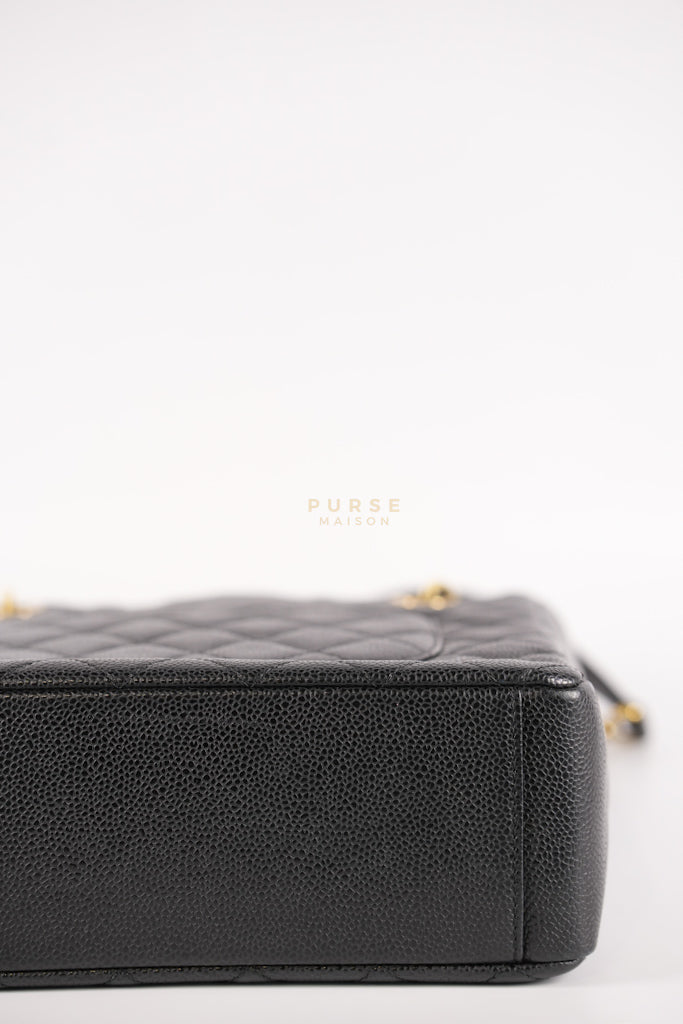Petite Shopping Tote (PST) in Black Caviar Leather Gold Hardware (Series 15) | Purse Maison Luxury Bags Shop