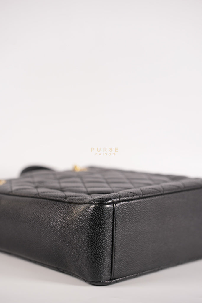 Petite Shopping Tote (PST) in Black Caviar Leather Gold Hardware (Series 15) | Purse Maison Luxury Bags Shop
