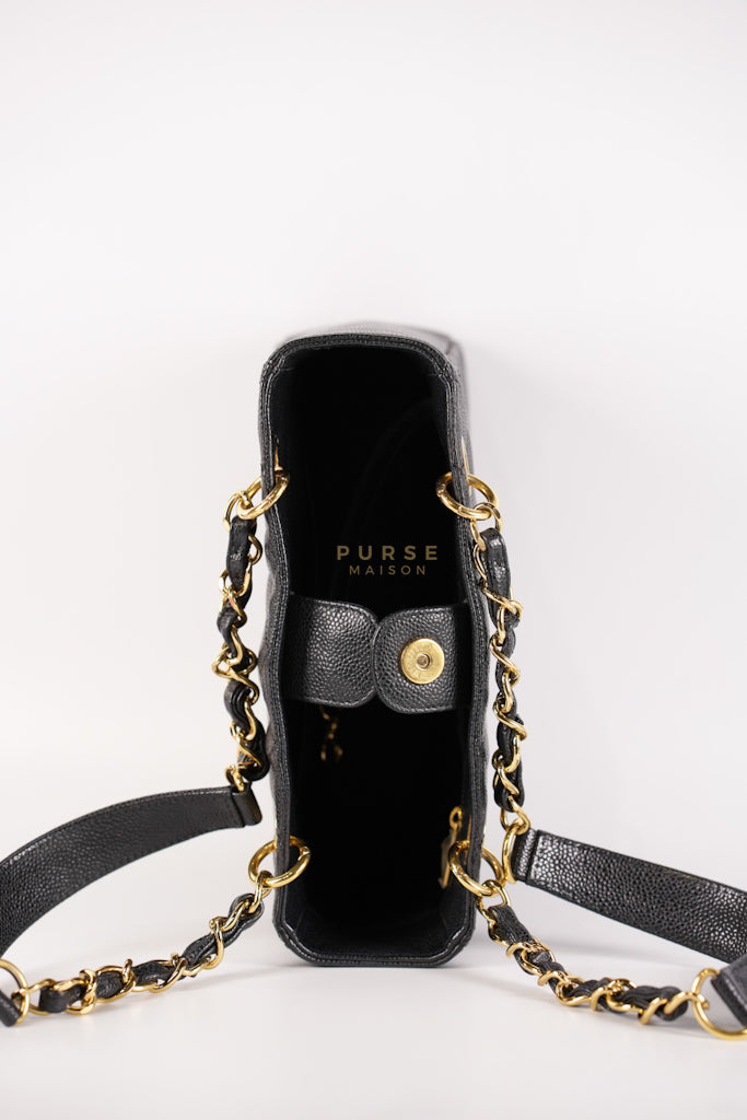 Petite Shopping Tote (PST) in Black Caviar Leather Gold Hardware (Series 15) | Purse Maison Luxury Bags Shop