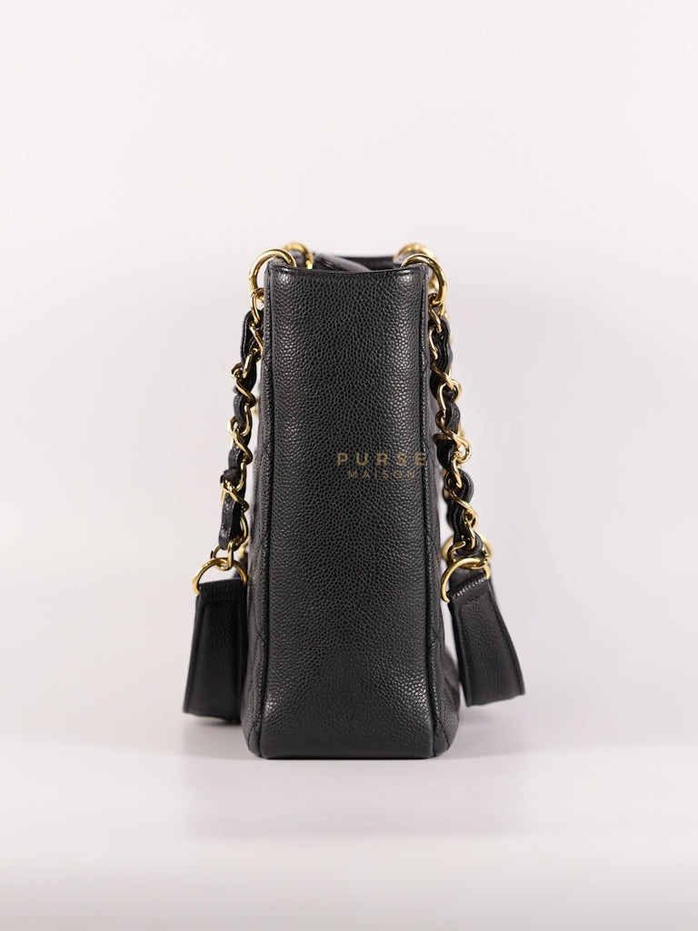 Petite Shopping Tote (PST) in Black Caviar Leather Gold Hardware (Series 15) | Purse Maison Luxury Bags Shop