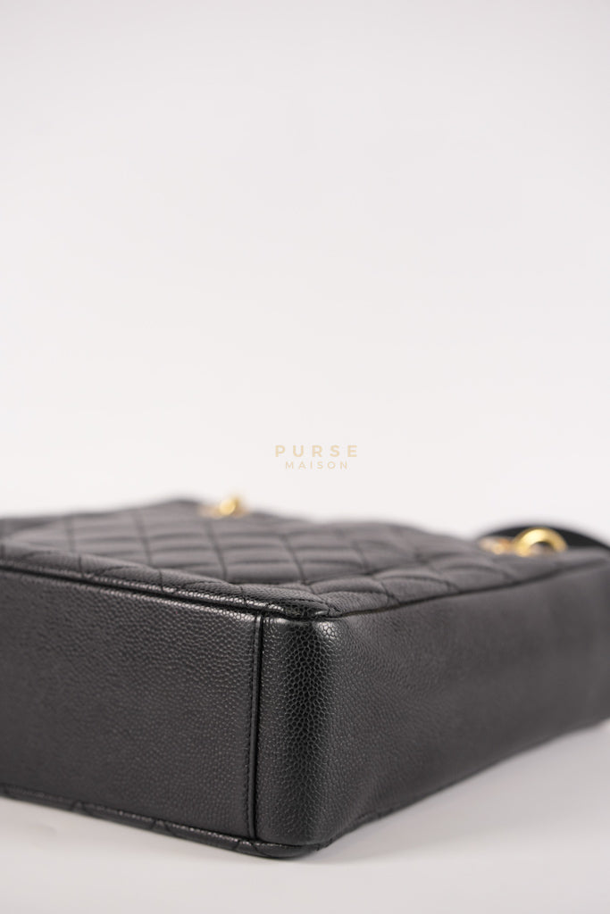 Petite Shopping Tote (PST) in Black Caviar Leather Gold Hardware (Series 15) | Purse Maison Luxury Bags Shop