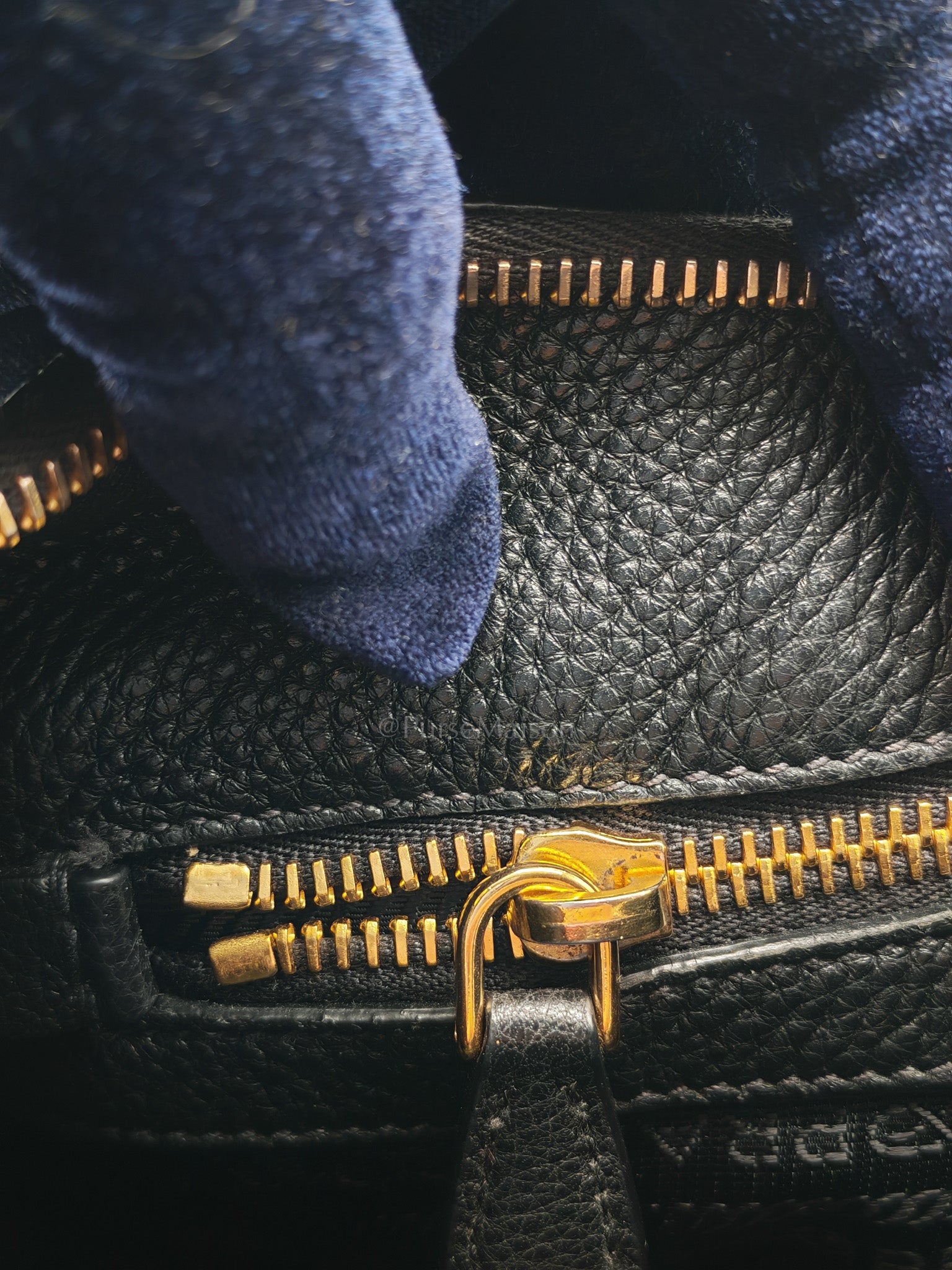 Vitello Phenix Hobo Bag in Black Pebbled Calfskin Leather & Gold Hardware