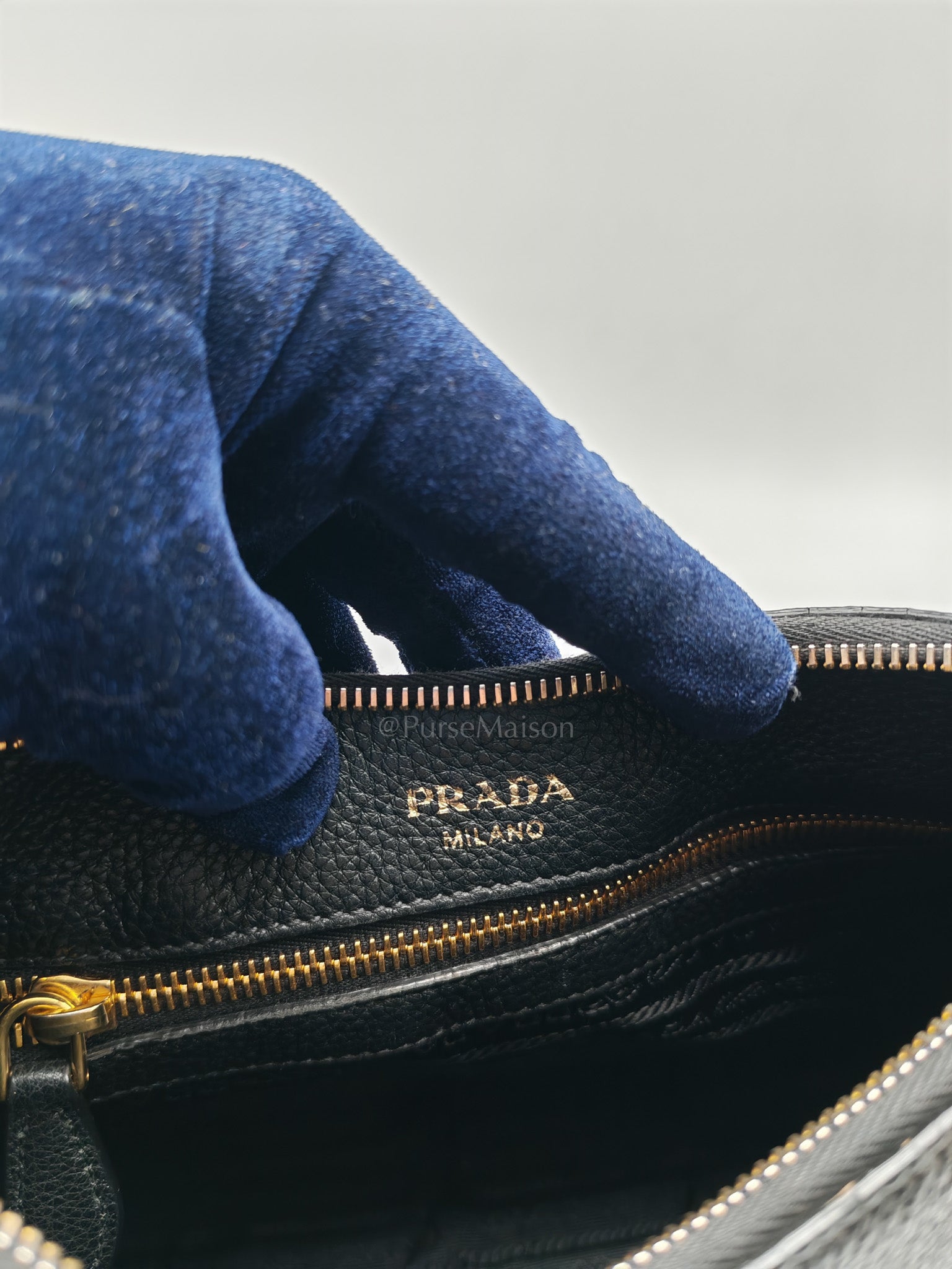 Vitello Phenix Hobo Bag in Black Pebbled Calfskin Leather & Gold Hardware