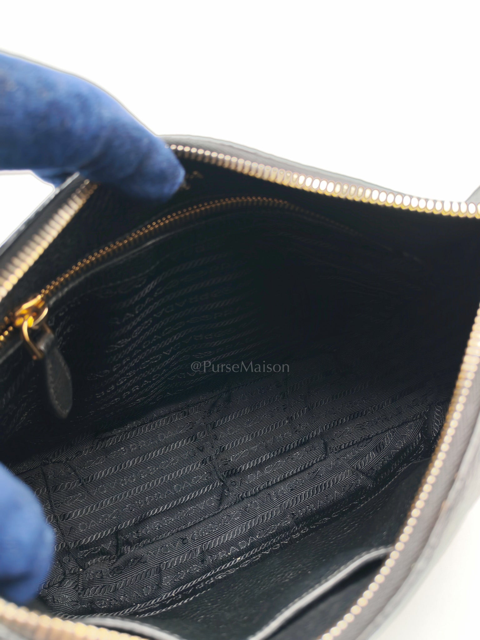 Vitello Phenix Hobo Bag in Black Pebbled Calfskin Leather & Gold Hardware