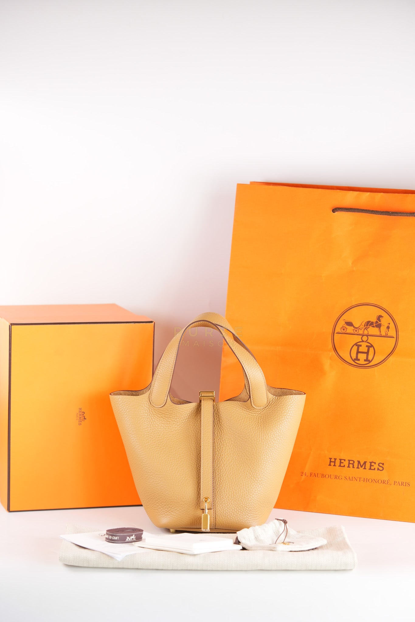 Picotin 18 Biscuit in Clemence Taurillon Leather and Gold Hardware Stamp K (2025) | Purse Maison Luxury Bags Shop