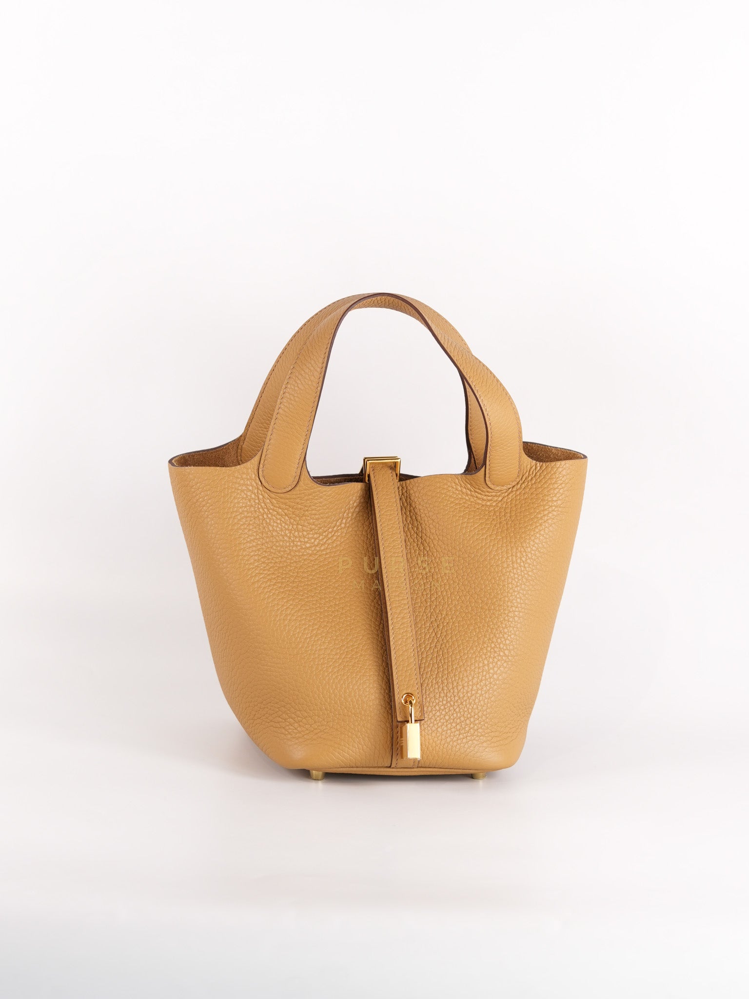 Picotin 18 Biscuit in Clemence Taurillon Leather and Gold Hardware Stamp K (2025) | Purse Maison Luxury Bags Shop