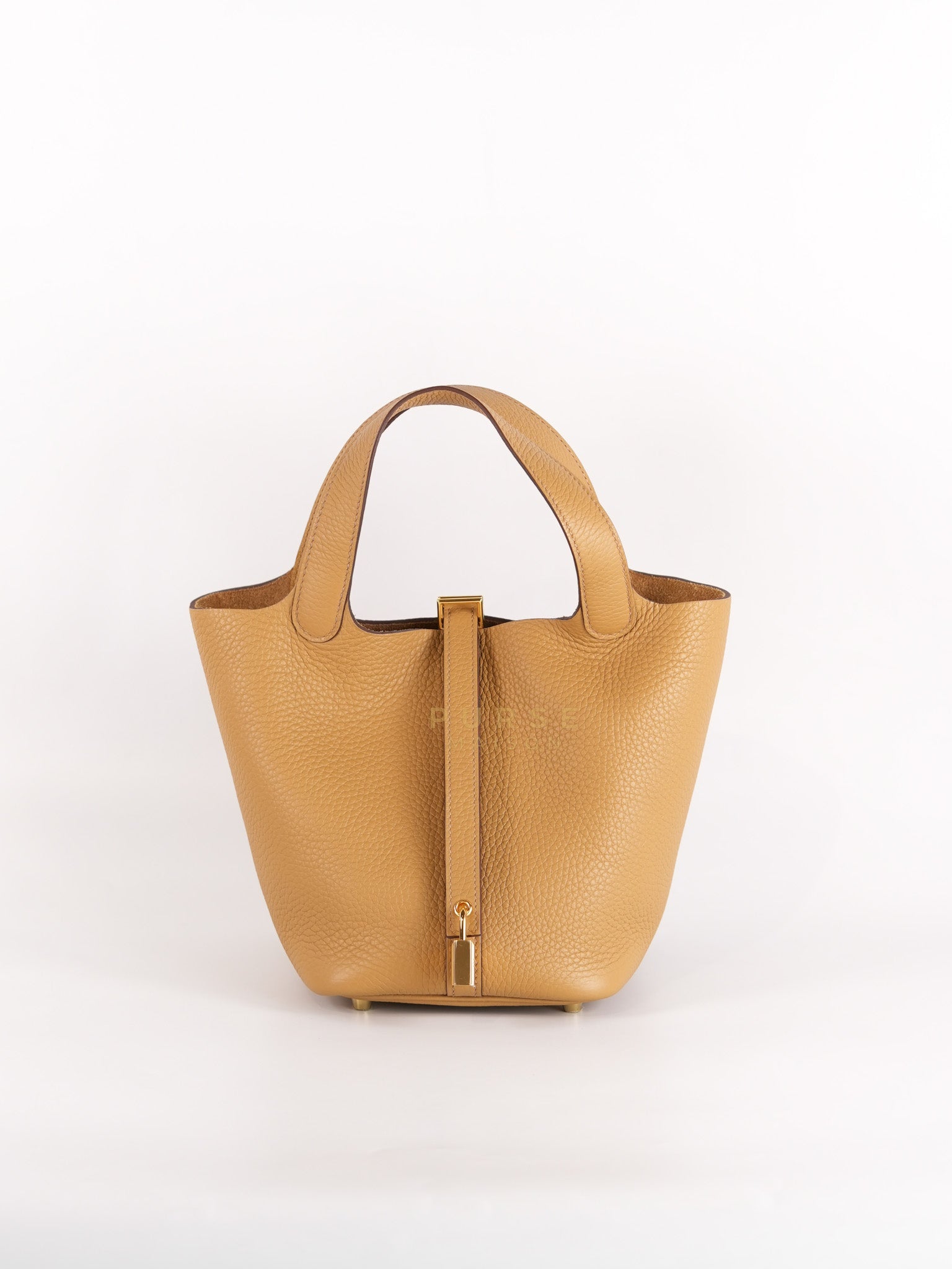 Picotin 18 Biscuit in Clemence Taurillon Leather and Gold Hardware Stamp K (2025) | Purse Maison Luxury Bags Shop