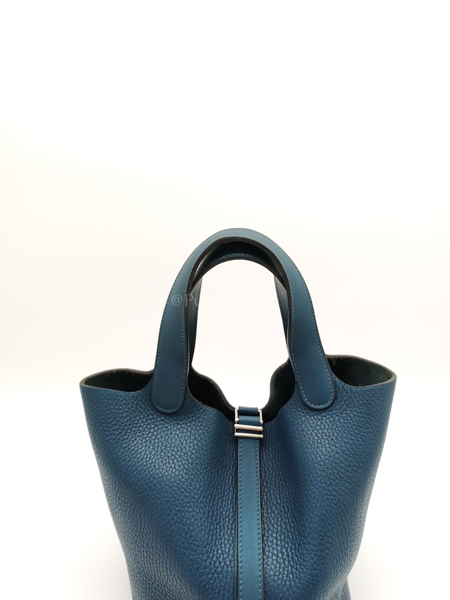 Picotin 18 Blue Colvert Clemence/Swift Leather Palladium Hardware Stamp T(2015) | Purse Maison Luxury Bags Shop