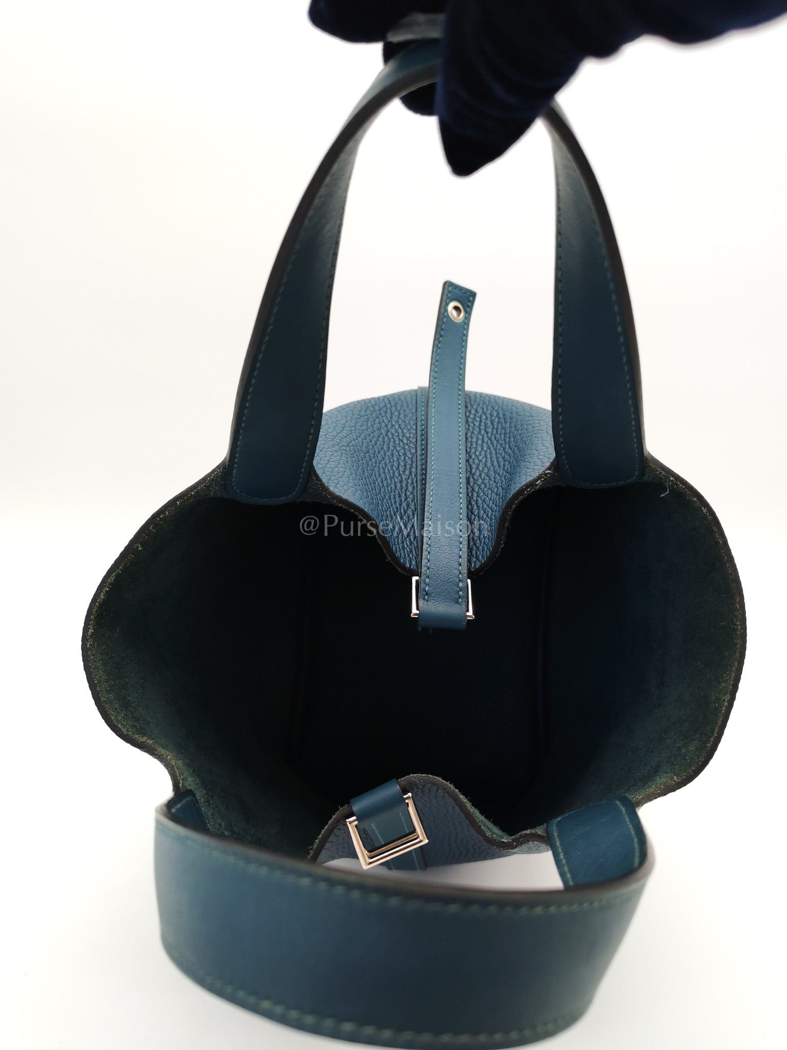 Picotin 18 Blue Colvert Clemence/Swift Leather Palladium Hardware Stamp T(2015) | Purse Maison Luxury Bags Shop