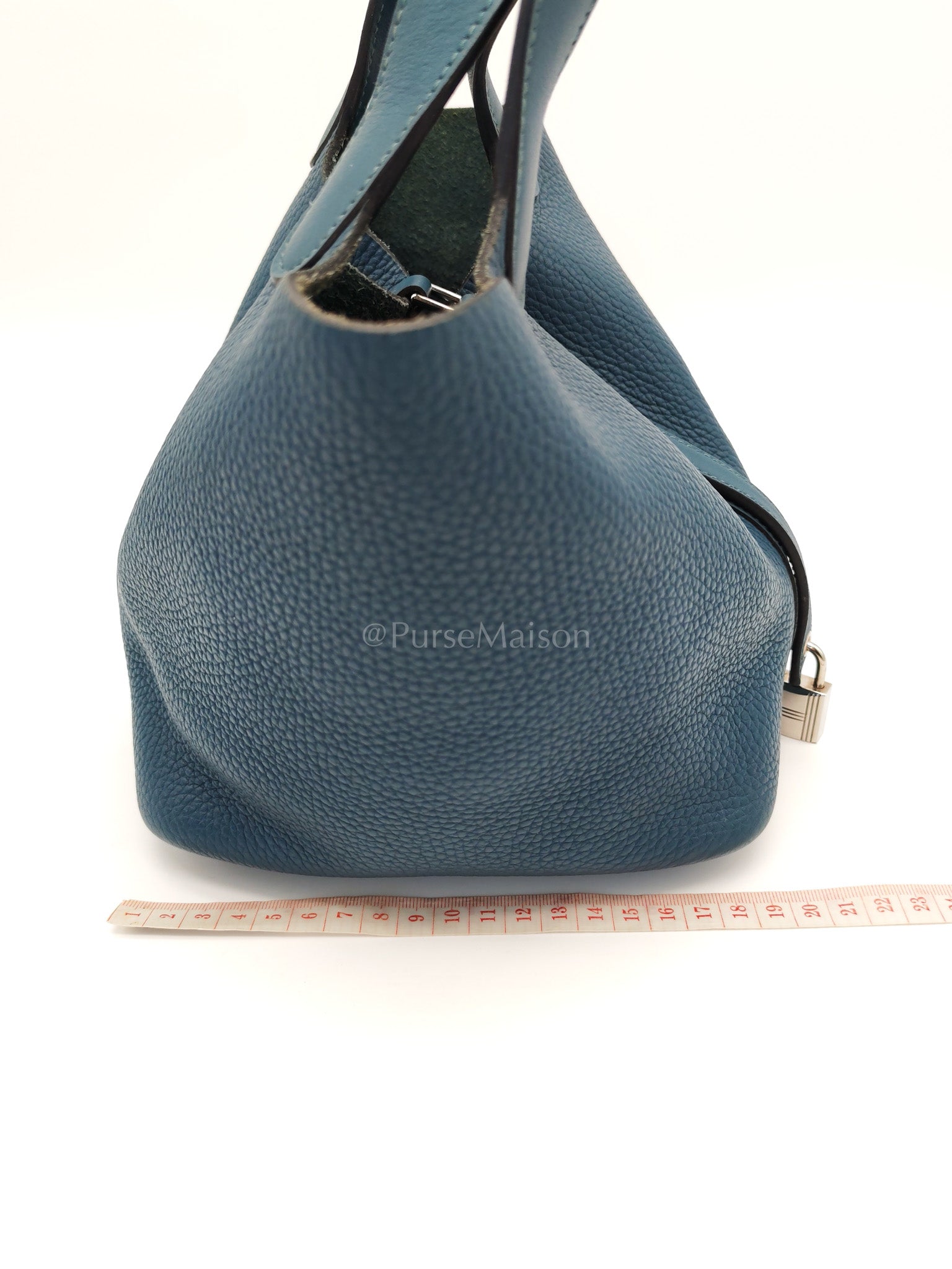 Picotin 18 Blue Colvert Clemence/Swift Leather Palladium Hardware Stamp T(2015) | Purse Maison Luxury Bags Shop