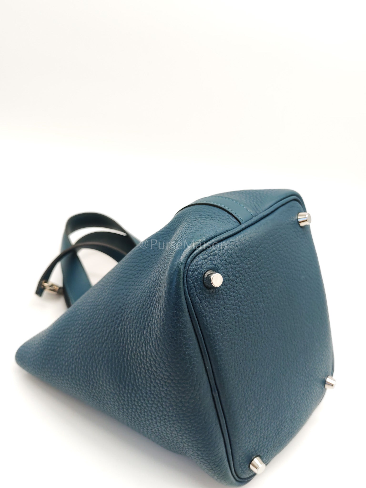 Picotin 18 Blue Colvert Clemence/Swift Leather Palladium Hardware Stamp T(2015) | Purse Maison Luxury Bags Shop