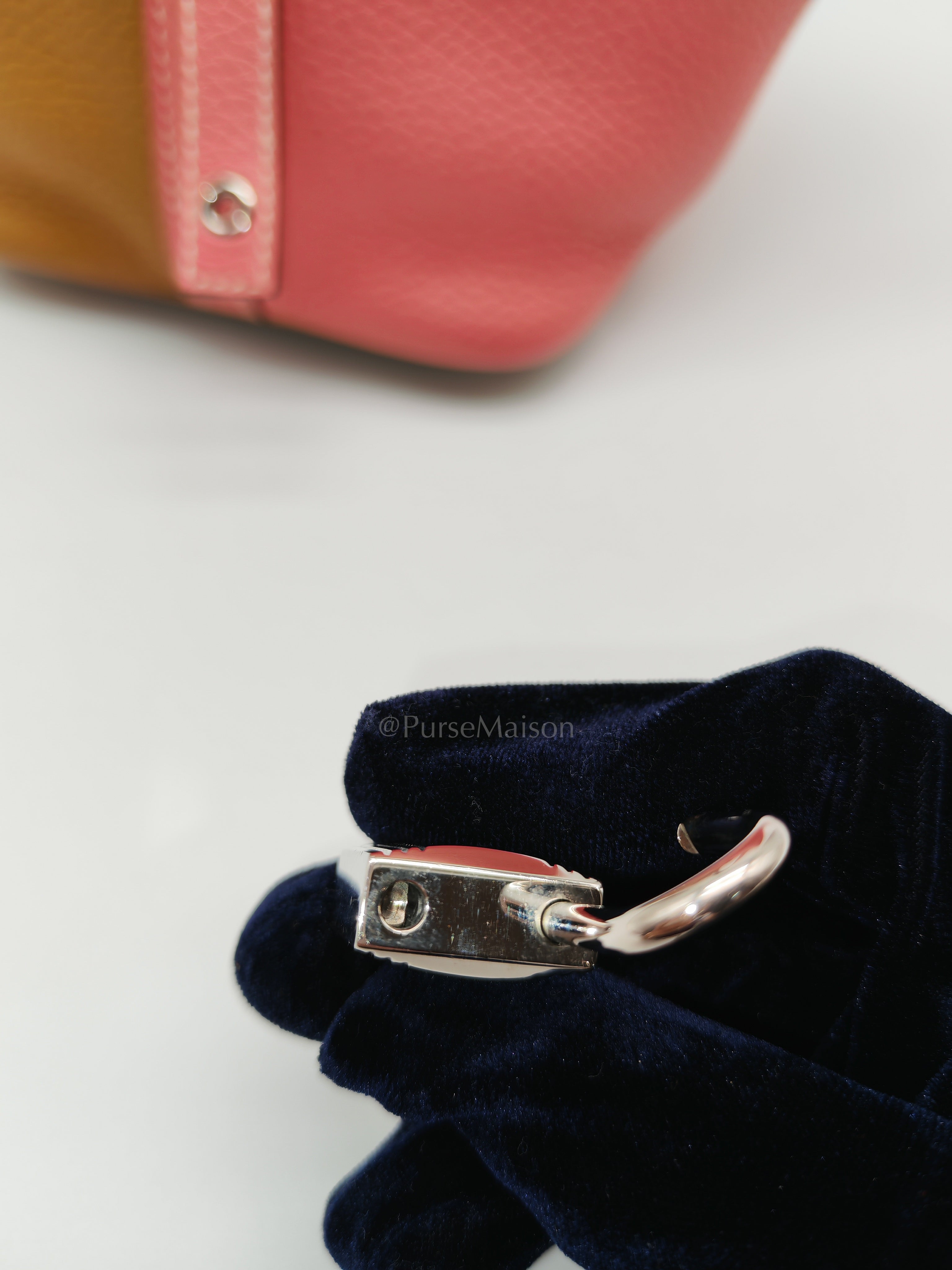 Picotin 18 Casaque in Gold and Rose Azalee Clemence Leather and Palladium Hardware Stamp Y (2020) | Purse Maison Luxury Bags Shop