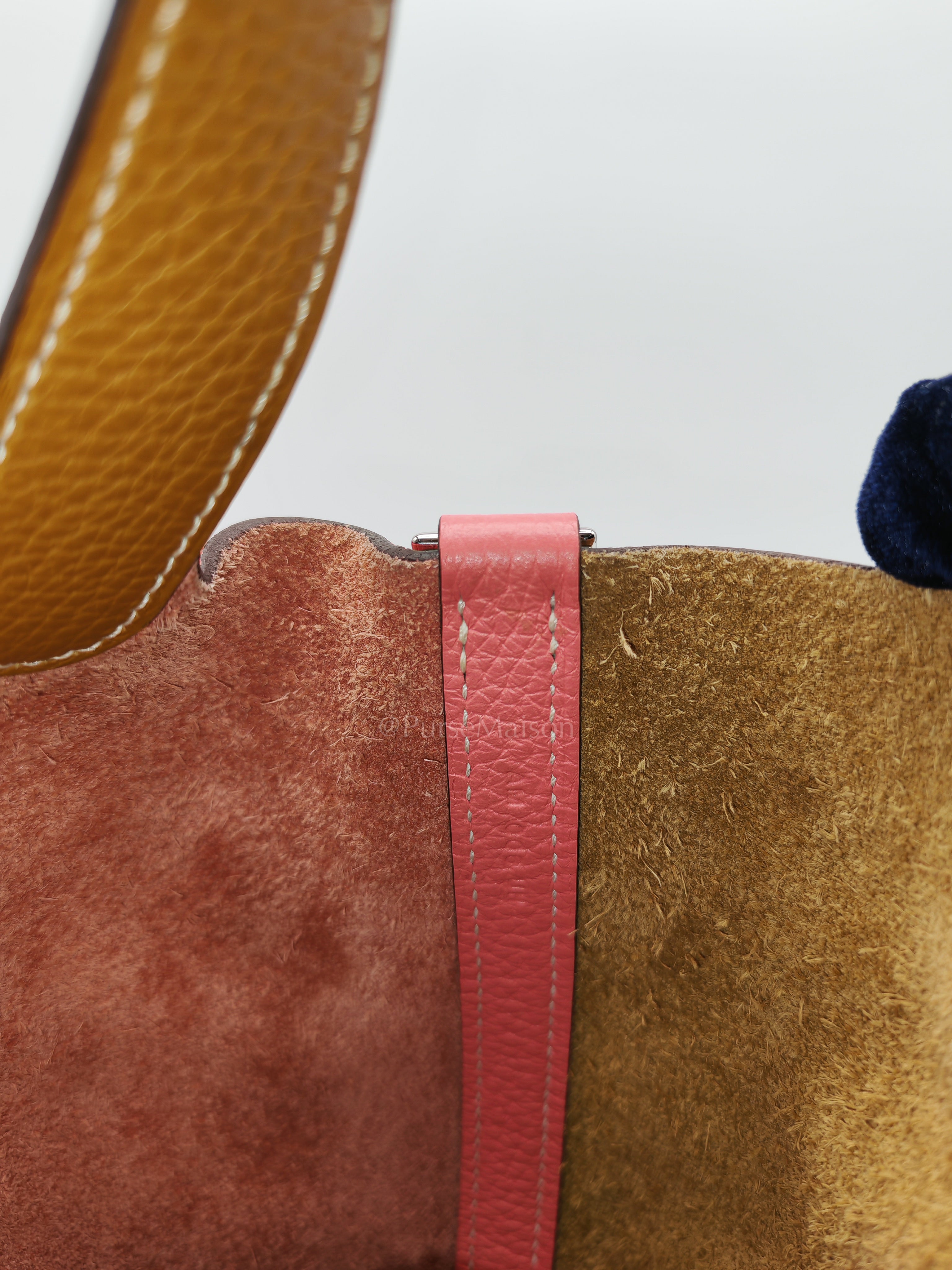 Picotin 18 Casaque in Gold and Rose Azalee Clemence Leather and Palladium Hardware Stamp Y (2020) | Purse Maison Luxury Bags Shop