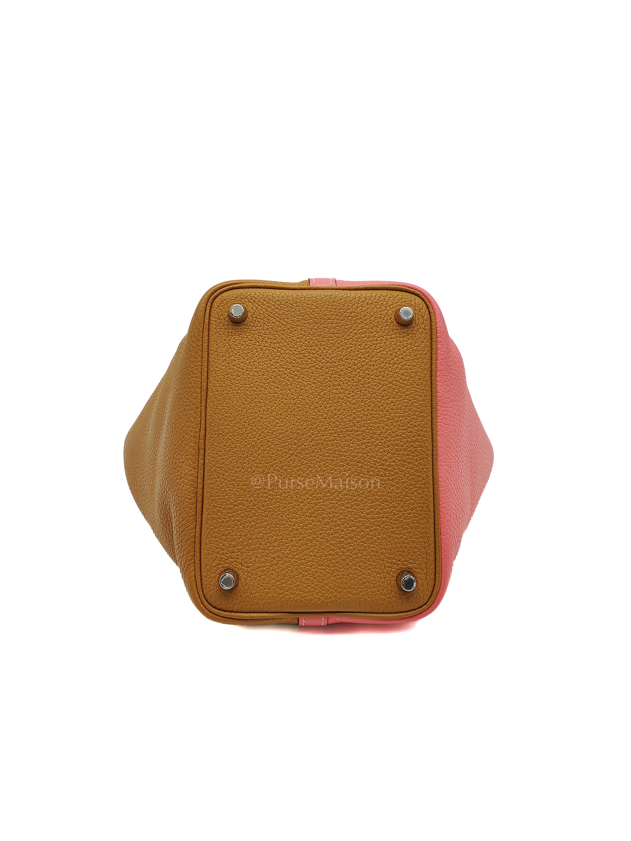 Picotin 18 Casaque in Gold and Rose Azalee Clemence Leather and Palladium Hardware Stamp Y (2020) | Purse Maison Luxury Bags Shop