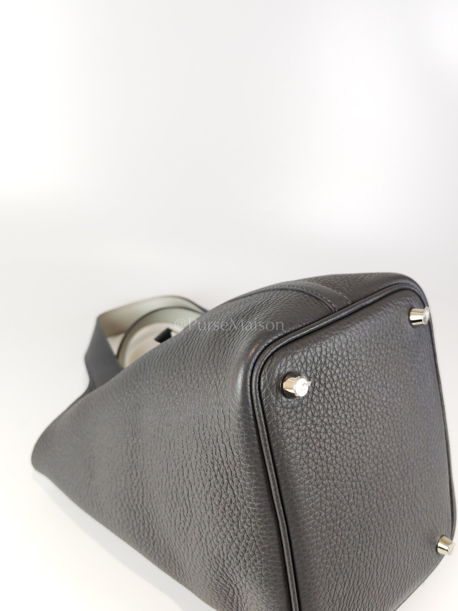 Picotin 18 Gris Misty Bicolor in Clemence Leather and Palladium Hardware Stamp W (2024) | Purse Maison Luxury Bags Shop