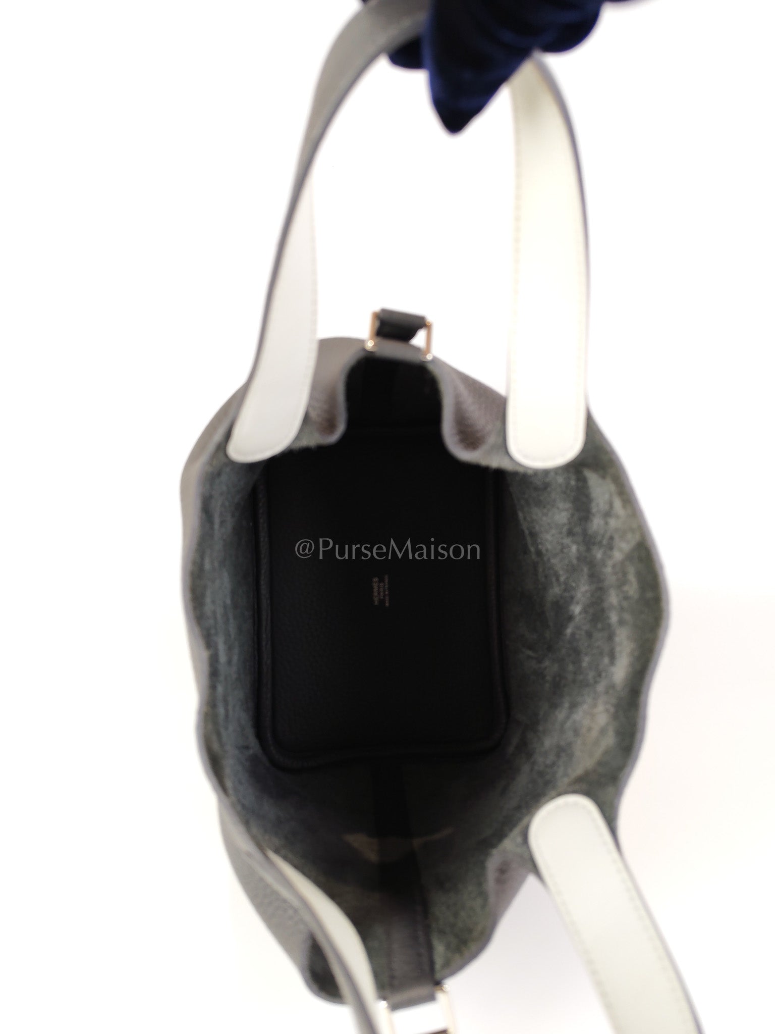 Picotin 18 Gris Misty Bicolor in Clemence Leather and Palladium Hardware Stamp W (2024) | Purse Maison Luxury Bags Shop