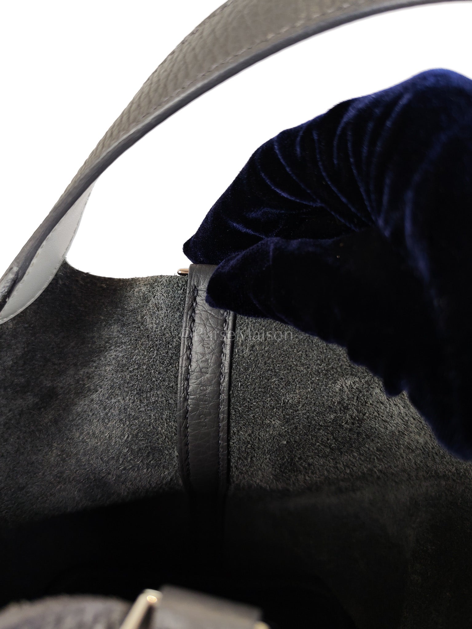 Picotin 18 Gris Misty Bicolor in Clemence Leather and Palladium Hardware Stamp W (2024) | Purse Maison Luxury Bags Shop