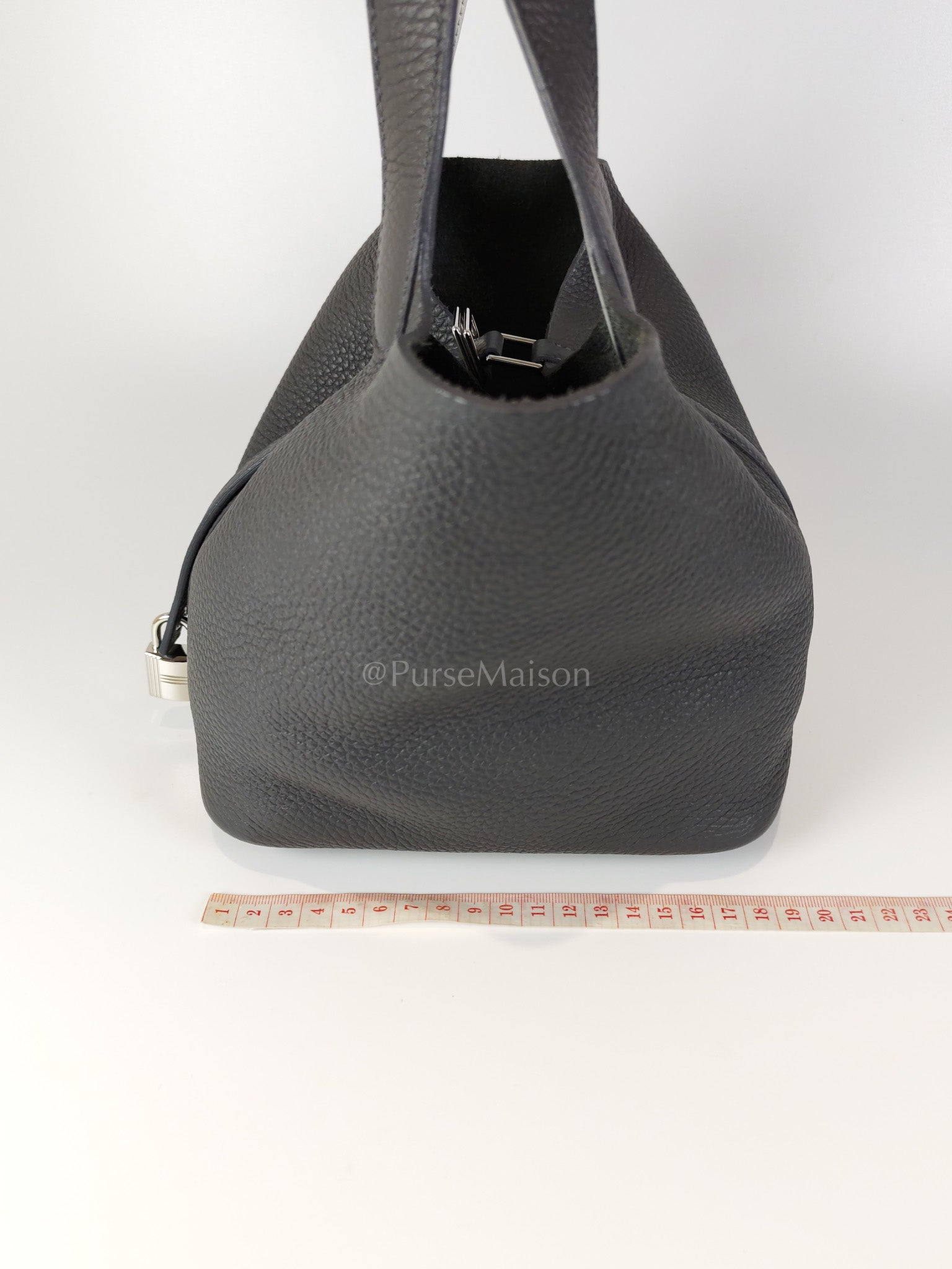 Picotin 18 Gris Misty Bicolor in Clemence Leather and Palladium Hardware Stamp W (2024) | Purse Maison Luxury Bags Shop