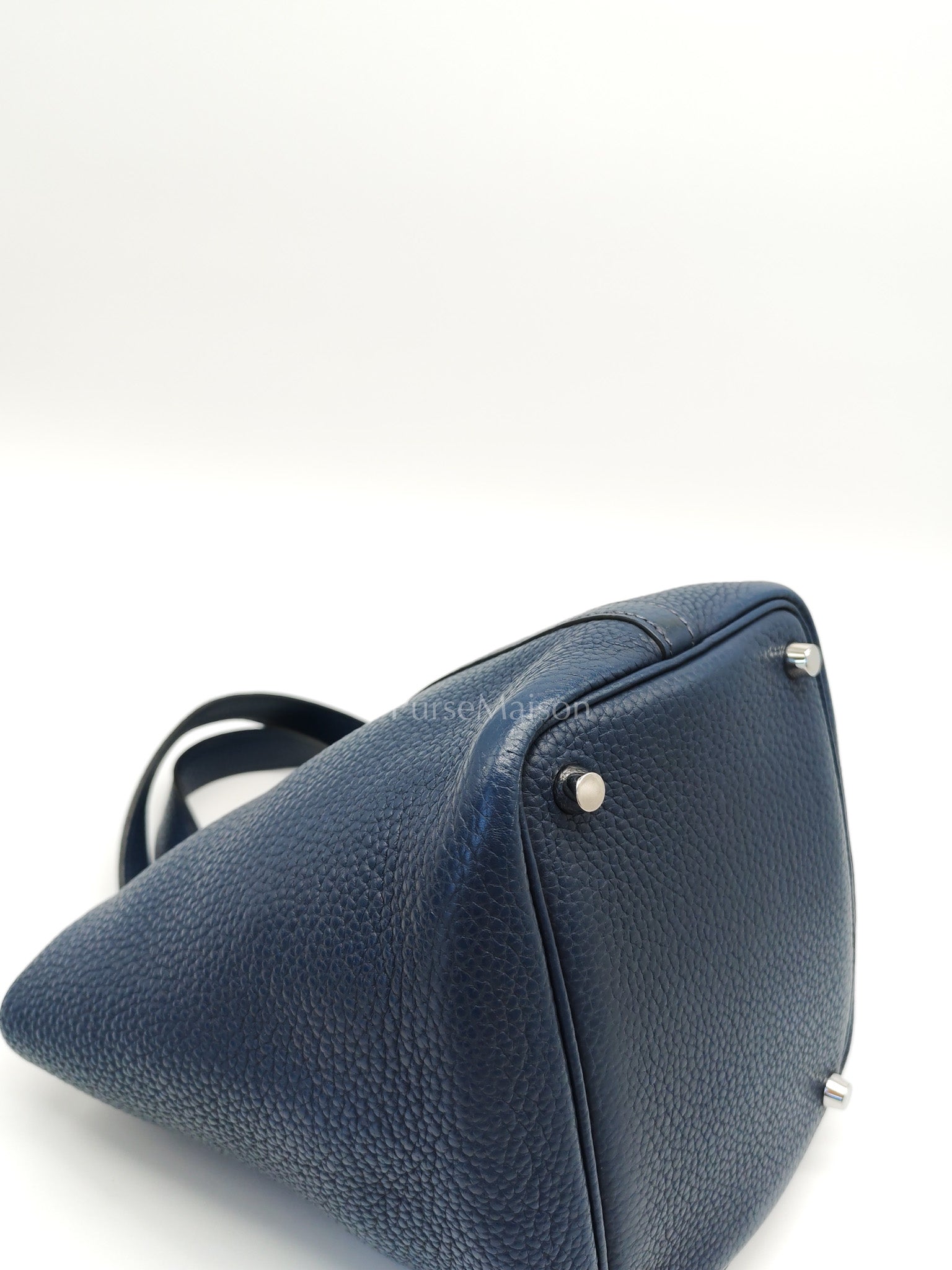 Picotin 18 in Blue Clemence Leather and Palladium Hardware Stamp M Square (2009) | Purse Maison Luxury Bags Shop