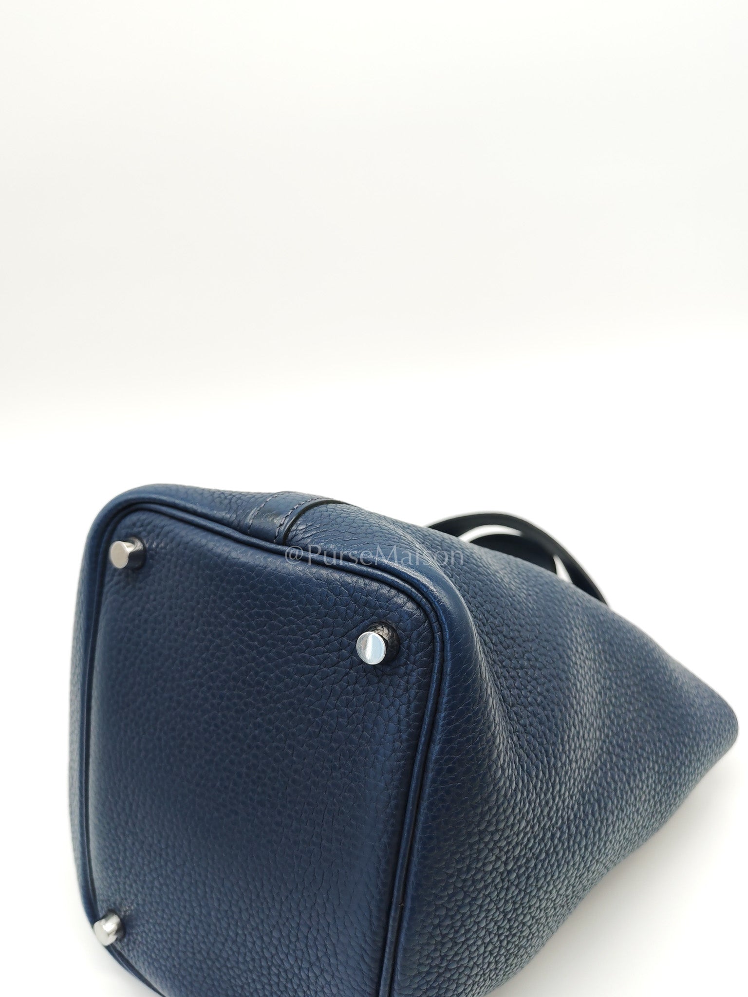 Picotin 18 in Blue Clemence Leather and Palladium Hardware Stamp M Square (2009) | Purse Maison Luxury Bags Shop