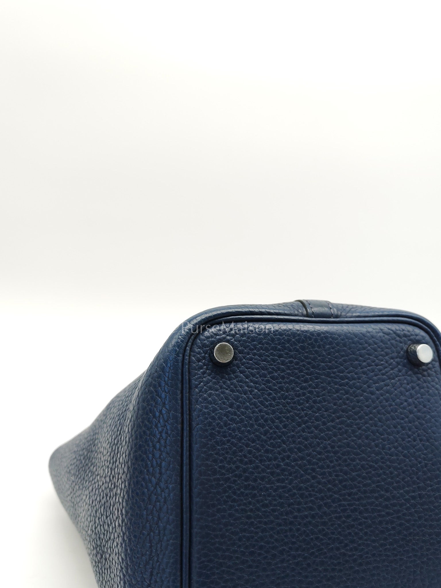 Picotin 18 in Blue Clemence Leather and Palladium Hardware Stamp M Square (2009) | Purse Maison Luxury Bags Shop