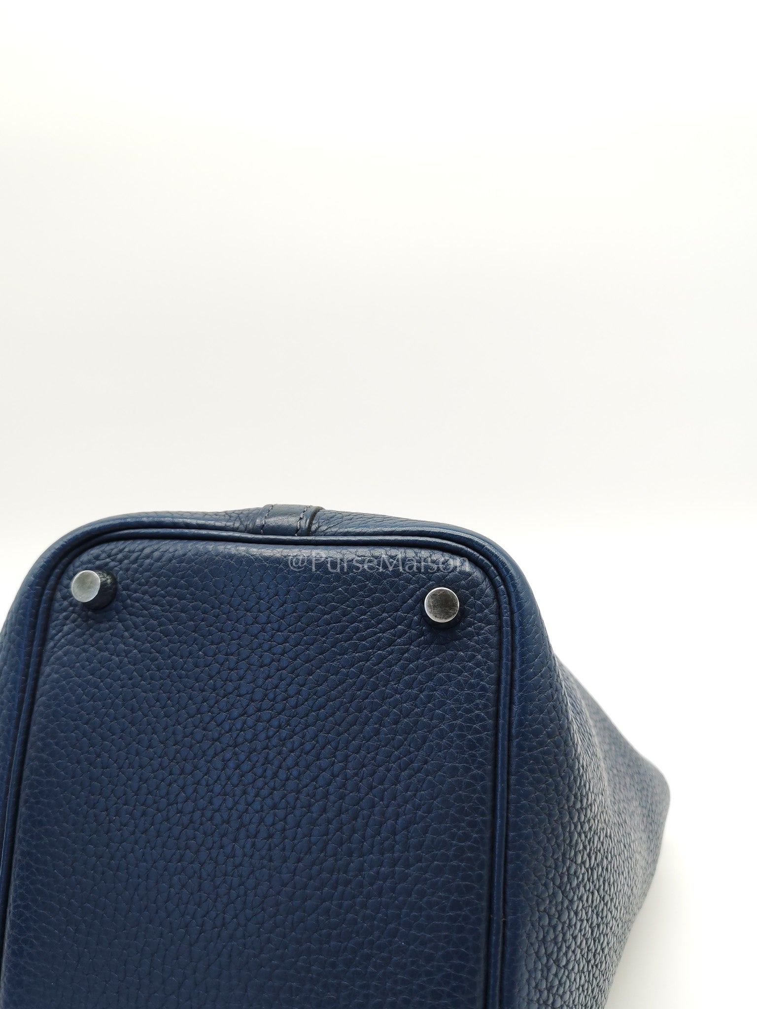 Picotin 18 in Blue Clemence Leather and Palladium Hardware Stamp M Square (2009) | Purse Maison Luxury Bags Shop