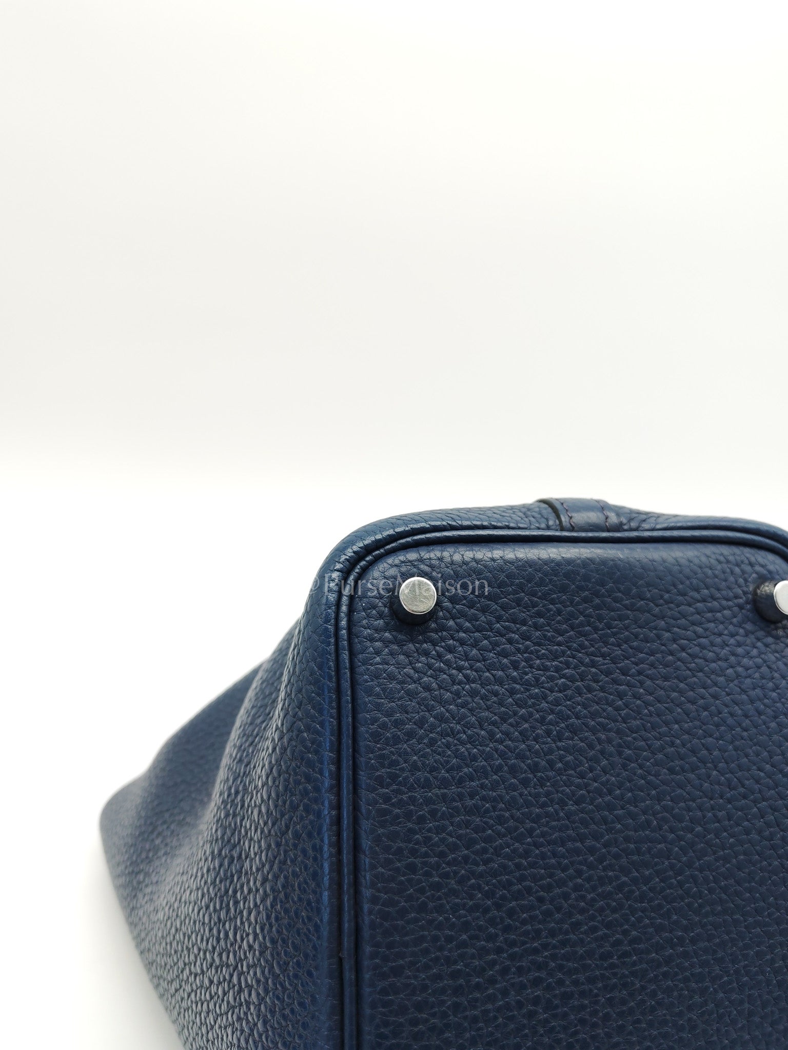 Picotin 18 in Blue Clemence Leather and Palladium Hardware Stamp M Square (2009) | Purse Maison Luxury Bags Shop