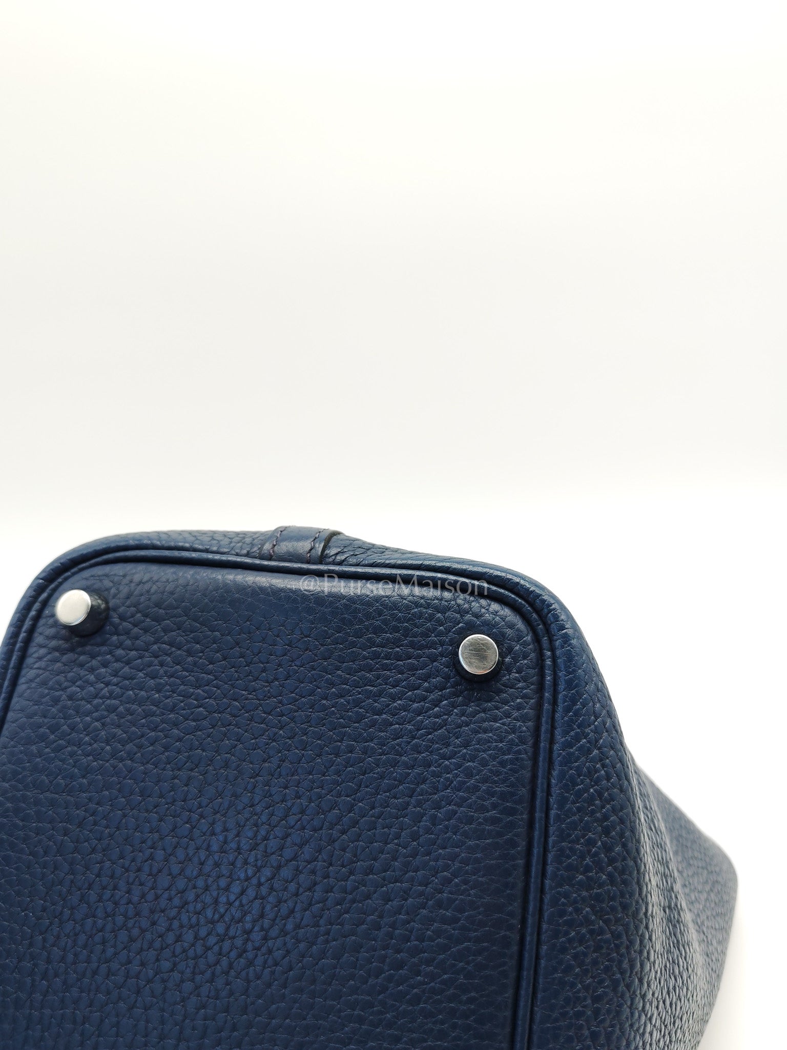 Picotin 18 in Blue Clemence Leather and Palladium Hardware Stamp M Square (2009) | Purse Maison Luxury Bags Shop