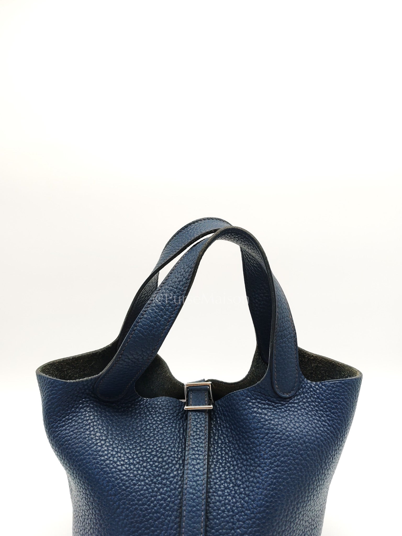 Picotin 18 in Blue Clemence Leather and Palladium Hardware Stamp M Square (2009) | Purse Maison Luxury Bags Shop