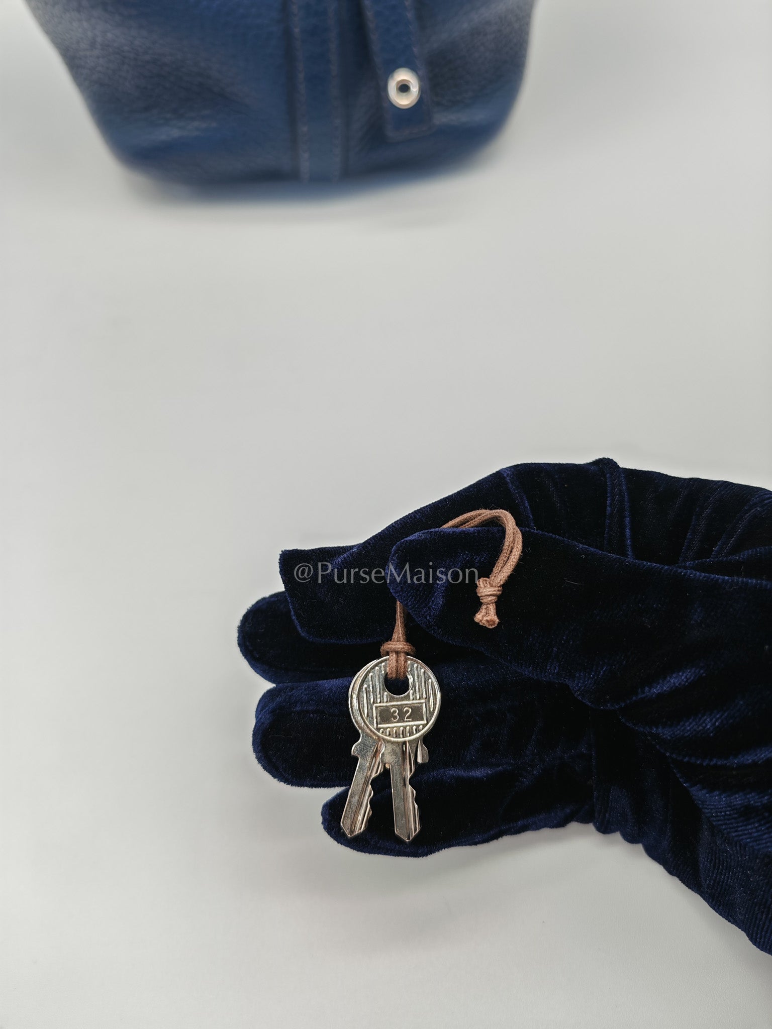 Picotin 18 in Blue Clemence Leather and Palladium Hardware Stamp M Square (2009) | Purse Maison Luxury Bags Shop