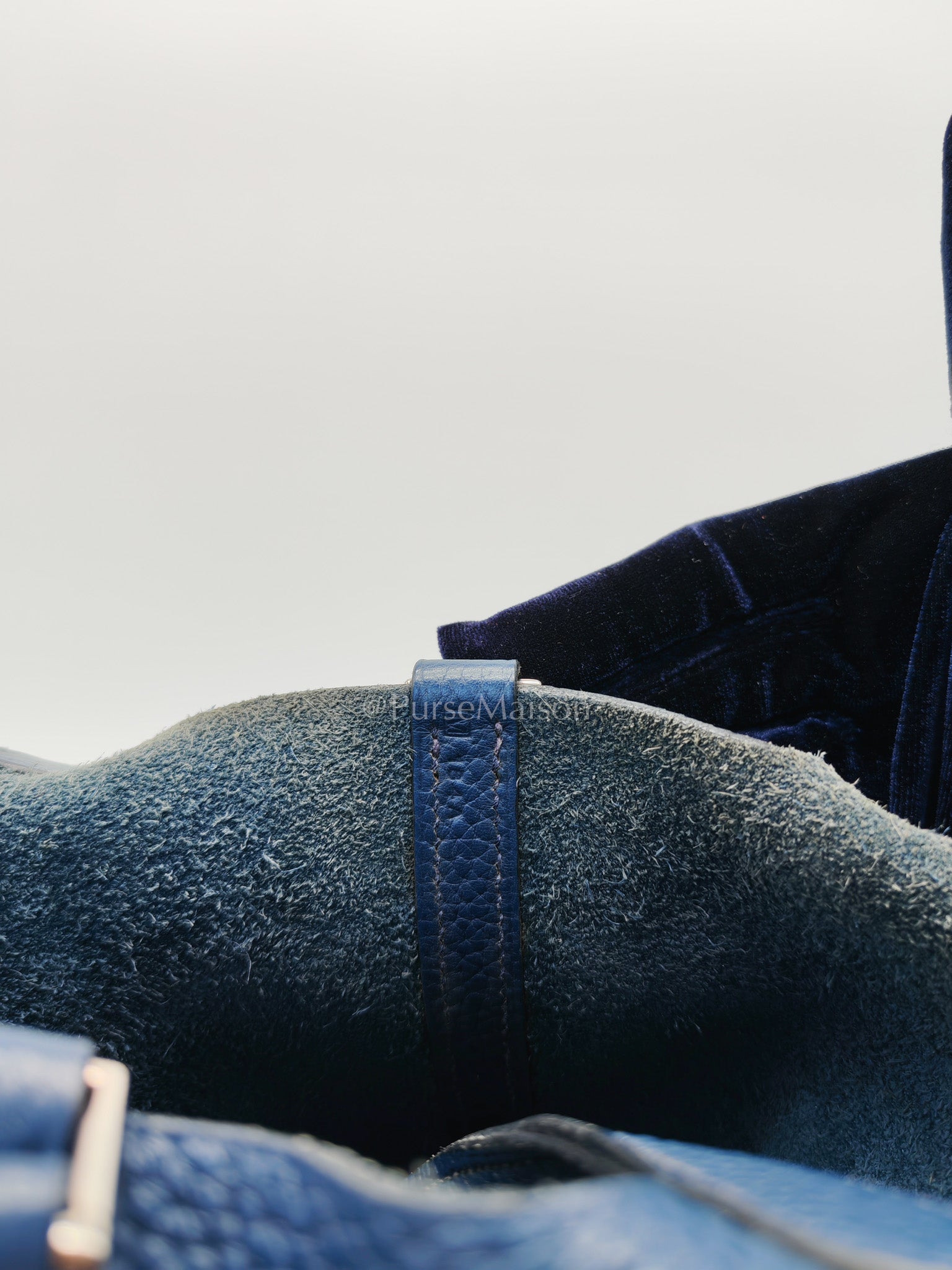 Picotin 18 in Blue Clemence Leather and Palladium Hardware Stamp M Square (2009) | Purse Maison Luxury Bags Shop