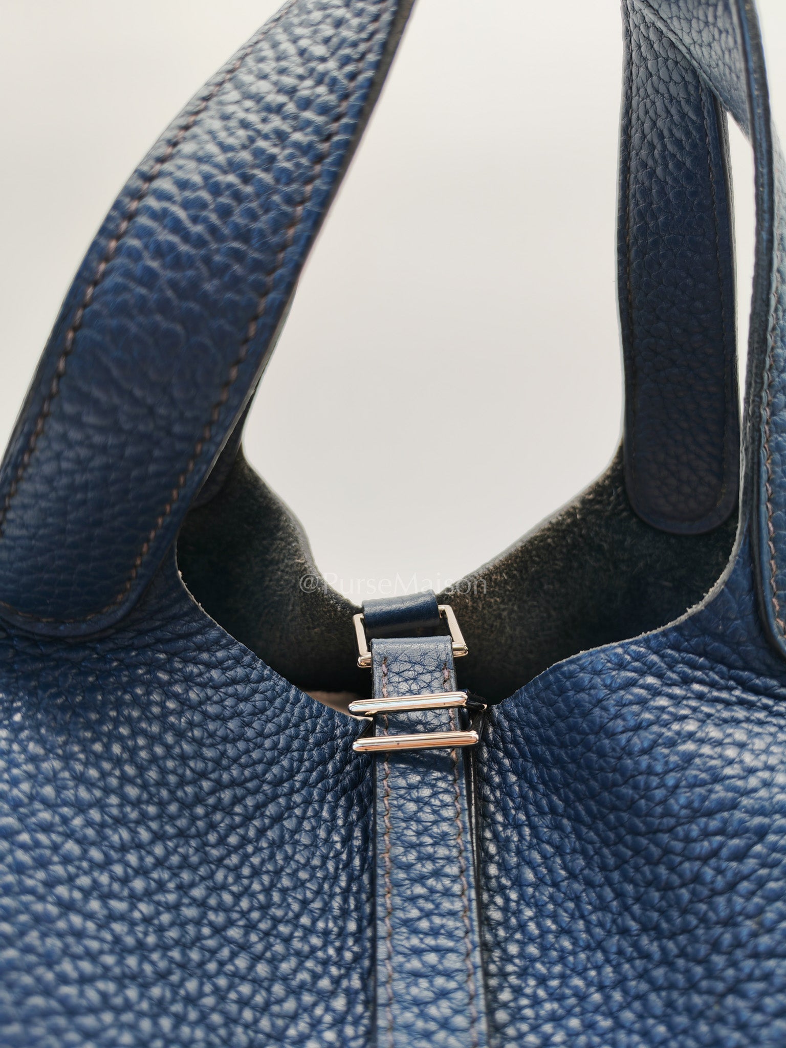 Picotin 18 in Blue Clemence Leather and Palladium Hardware Stamp M Square (2009) | Purse Maison Luxury Bags Shop