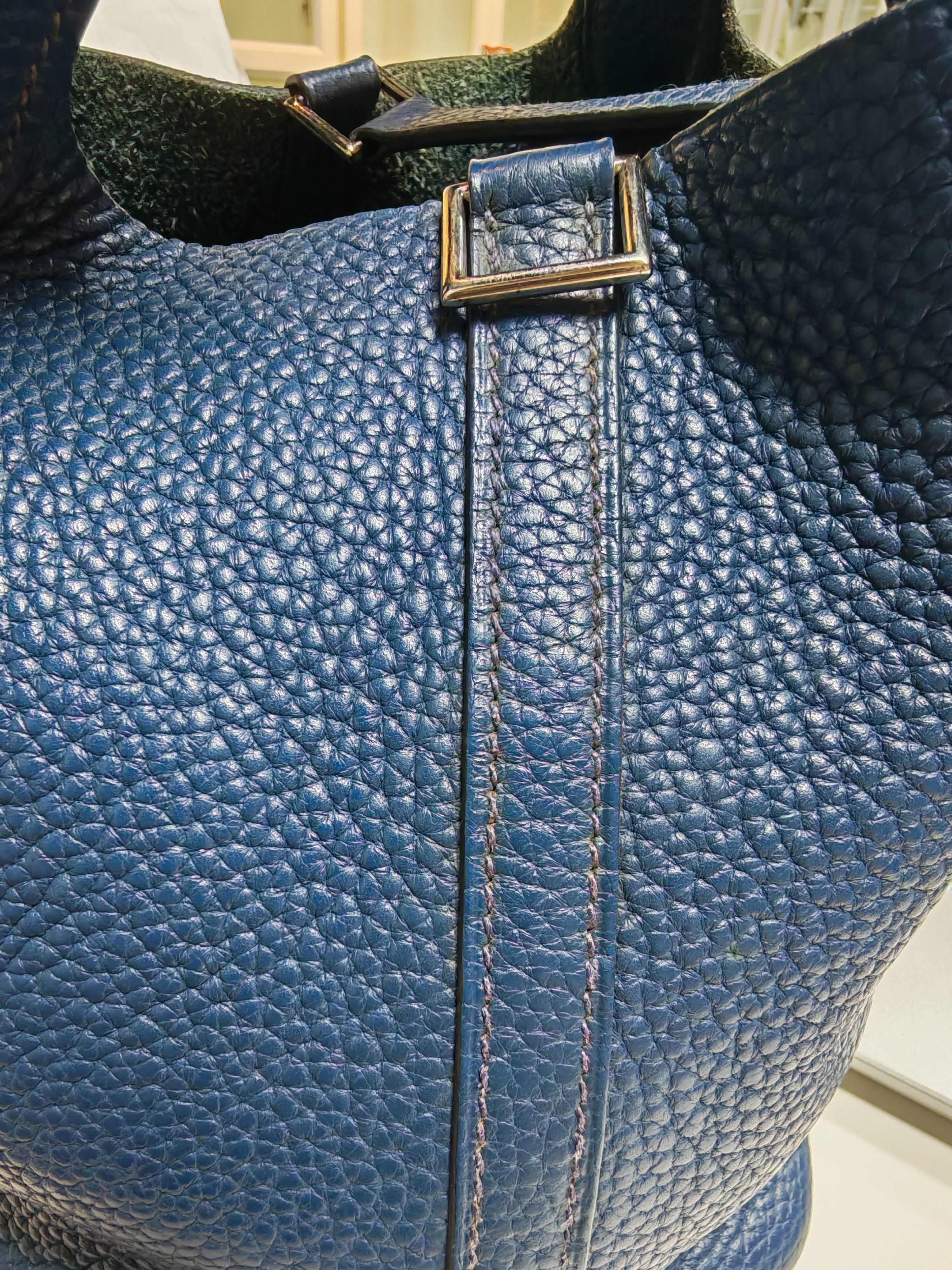 Picotin 18 in Blue Clemence Leather and Palladium Hardware Stamp M Square (2009) | Purse Maison Luxury Bags Shop
