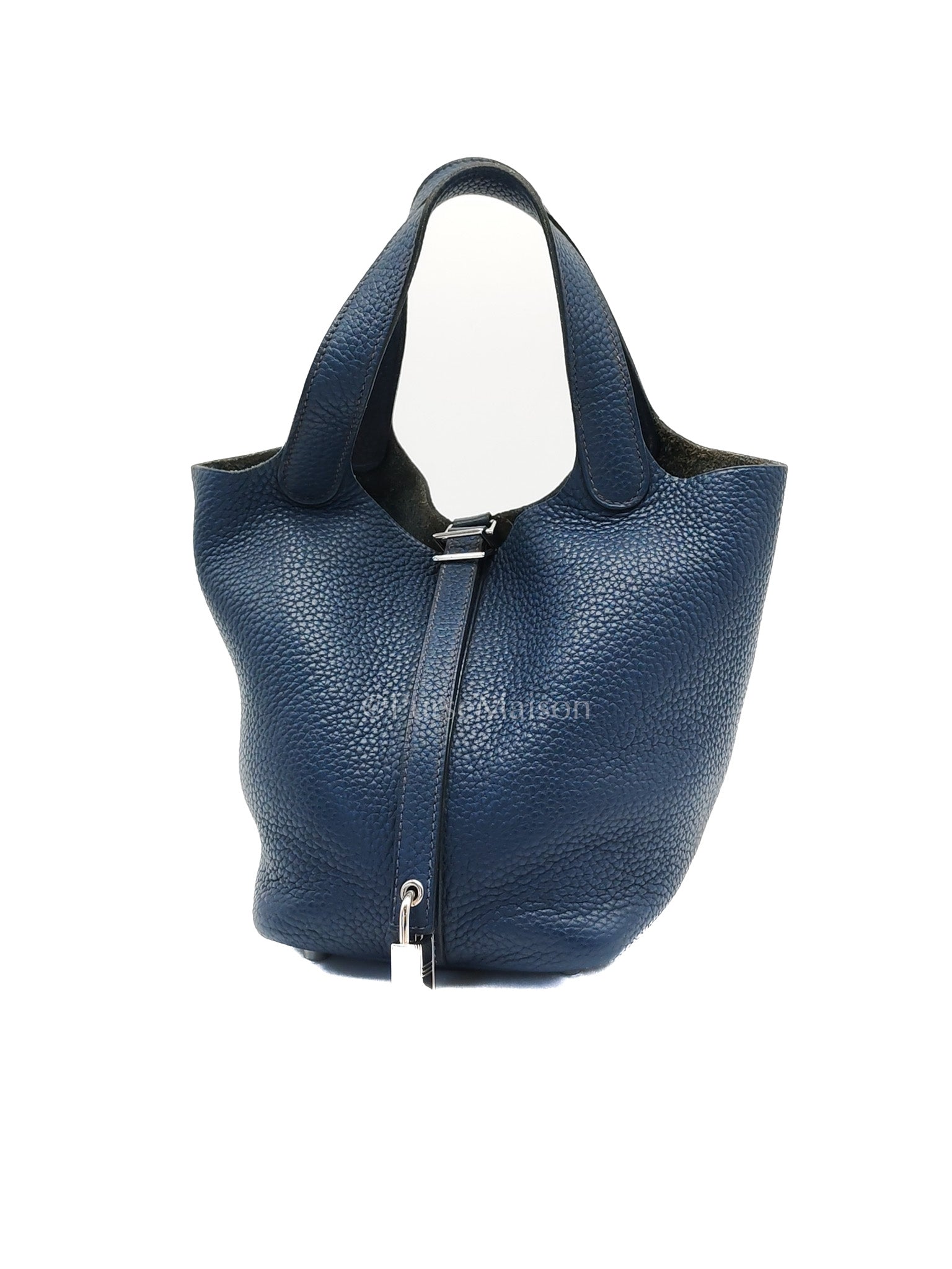 Picotin 18 in Blue Clemence Leather and Palladium Hardware Stamp M Square (2009) | Purse Maison Luxury Bags Shop