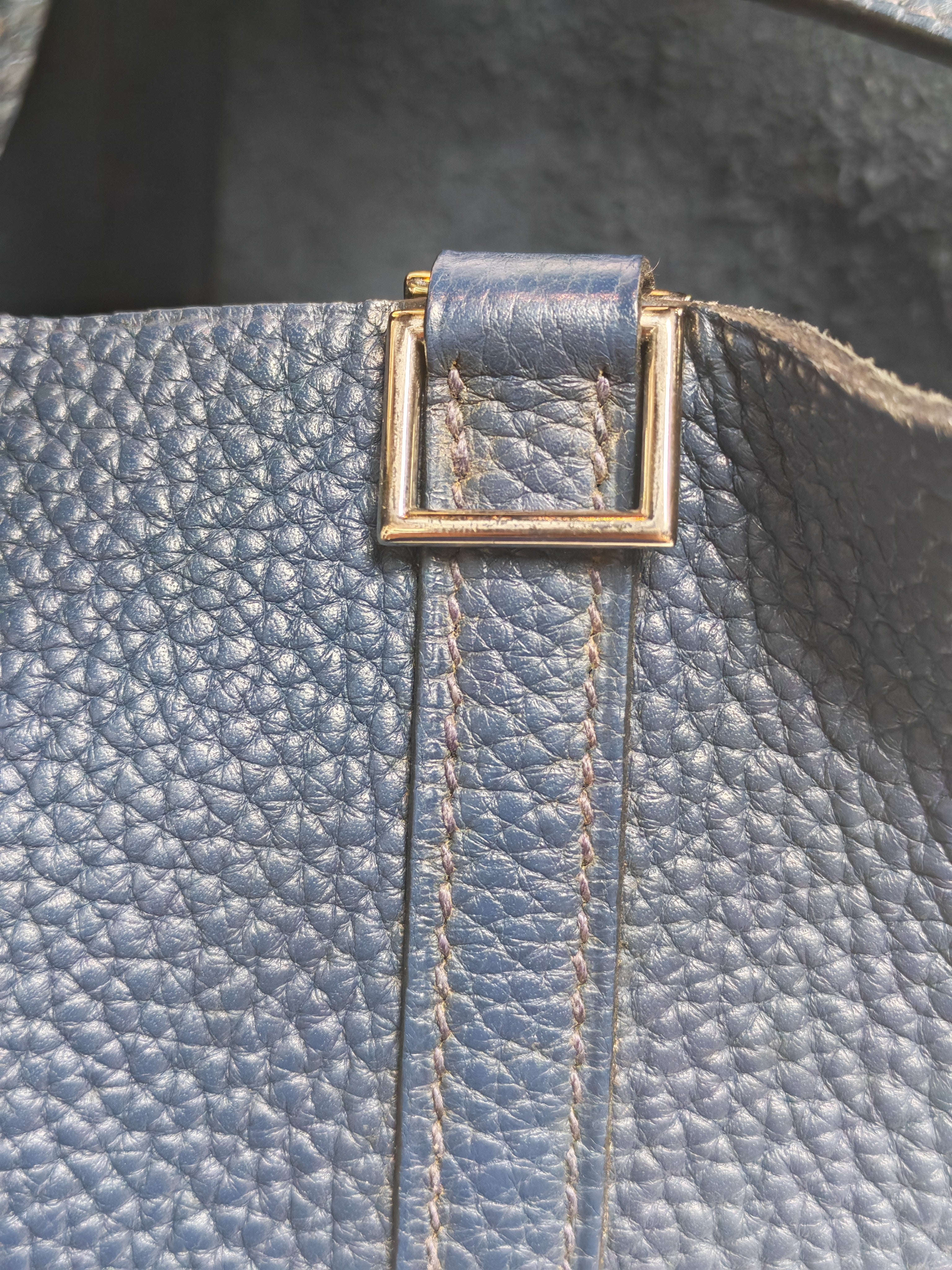 Picotin 18 in Blue Clemence Leather and Palladium Hardware Stamp M Square (2009) | Purse Maison Luxury Bags Shop