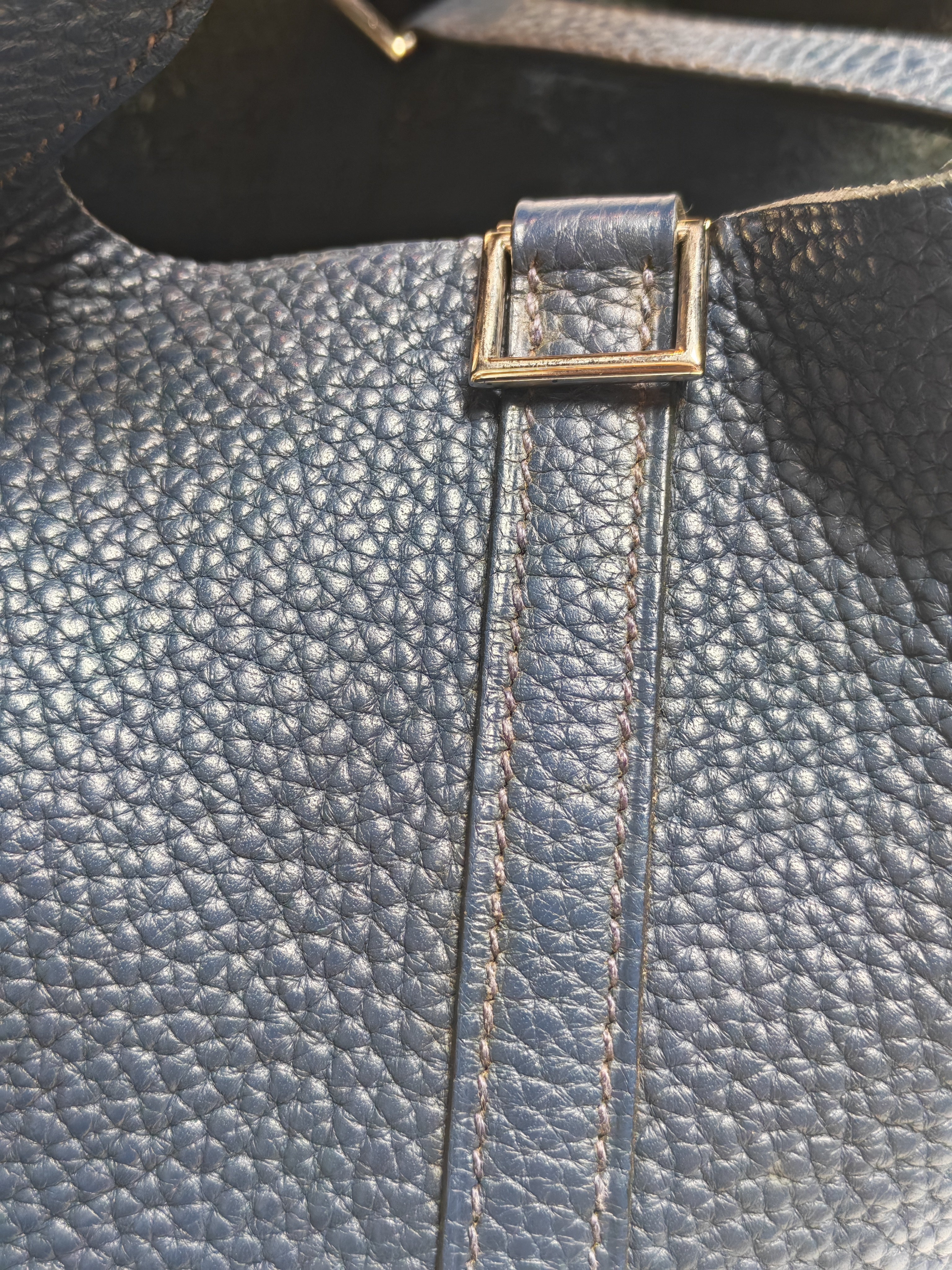 Picotin 18 in Blue Clemence Leather and Palladium Hardware Stamp M Square (2009) | Purse Maison Luxury Bags Shop
