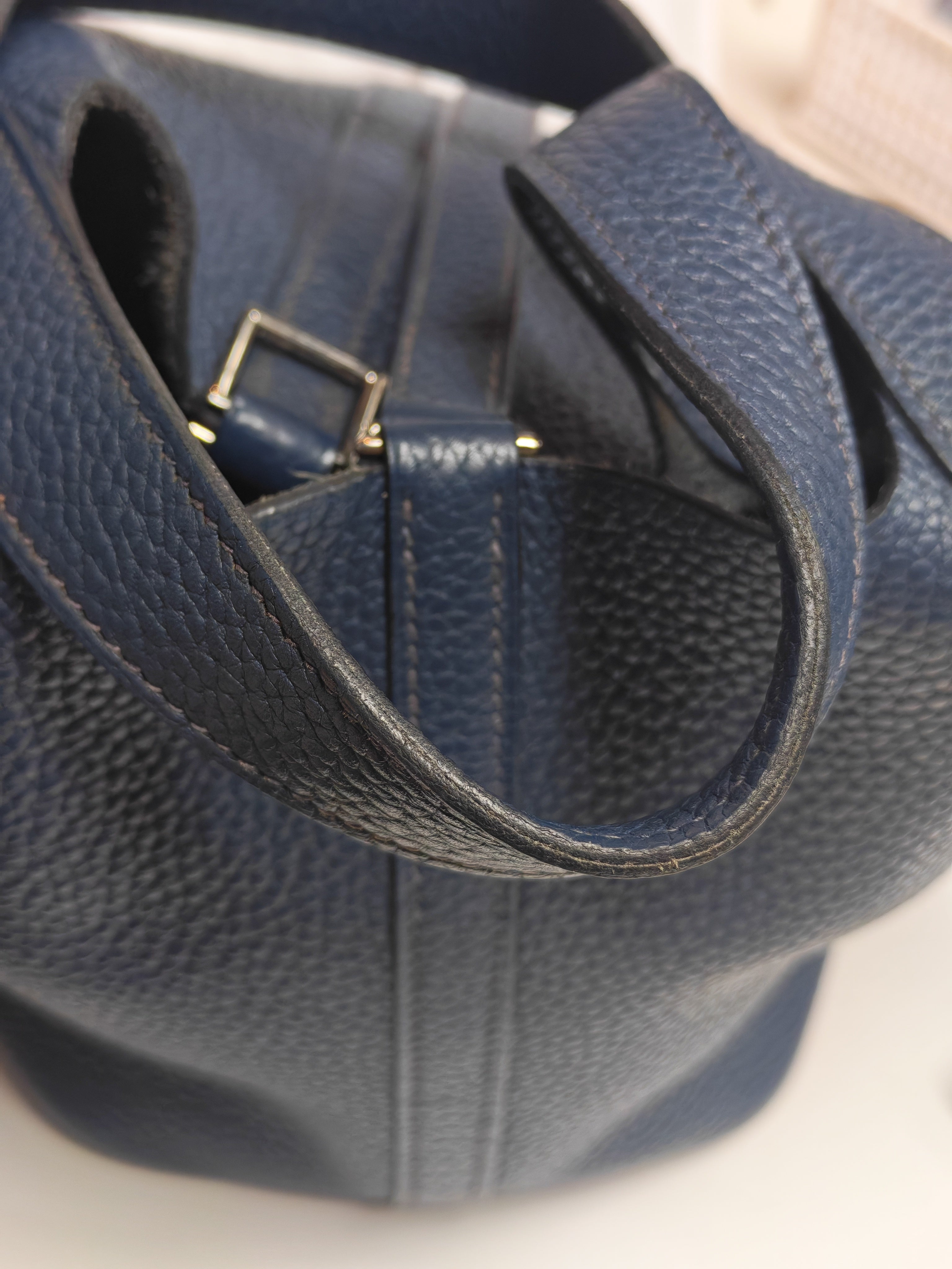 Picotin 18 in Blue Clemence Leather and Palladium Hardware Stamp M Square (2009) | Purse Maison Luxury Bags Shop