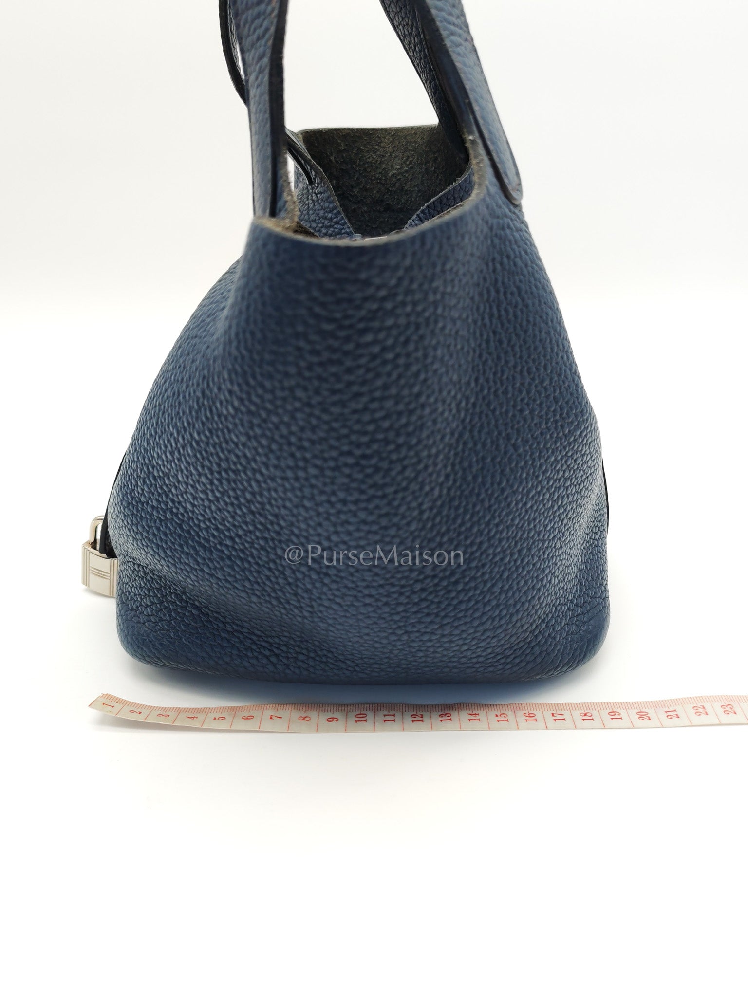 Picotin 18 in Blue Clemence Leather and Palladium Hardware Stamp M Square (2009) | Purse Maison Luxury Bags Shop