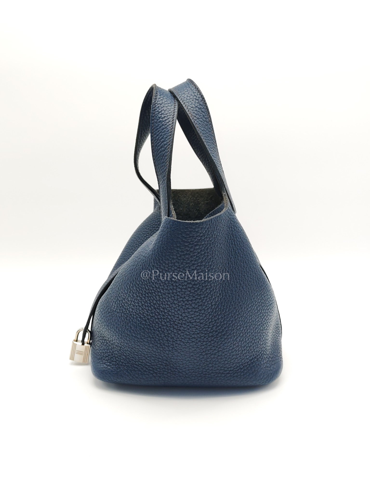 Picotin 18 in Blue Clemence Leather and Palladium Hardware Stamp M Square (2009) | Purse Maison Luxury Bags Shop