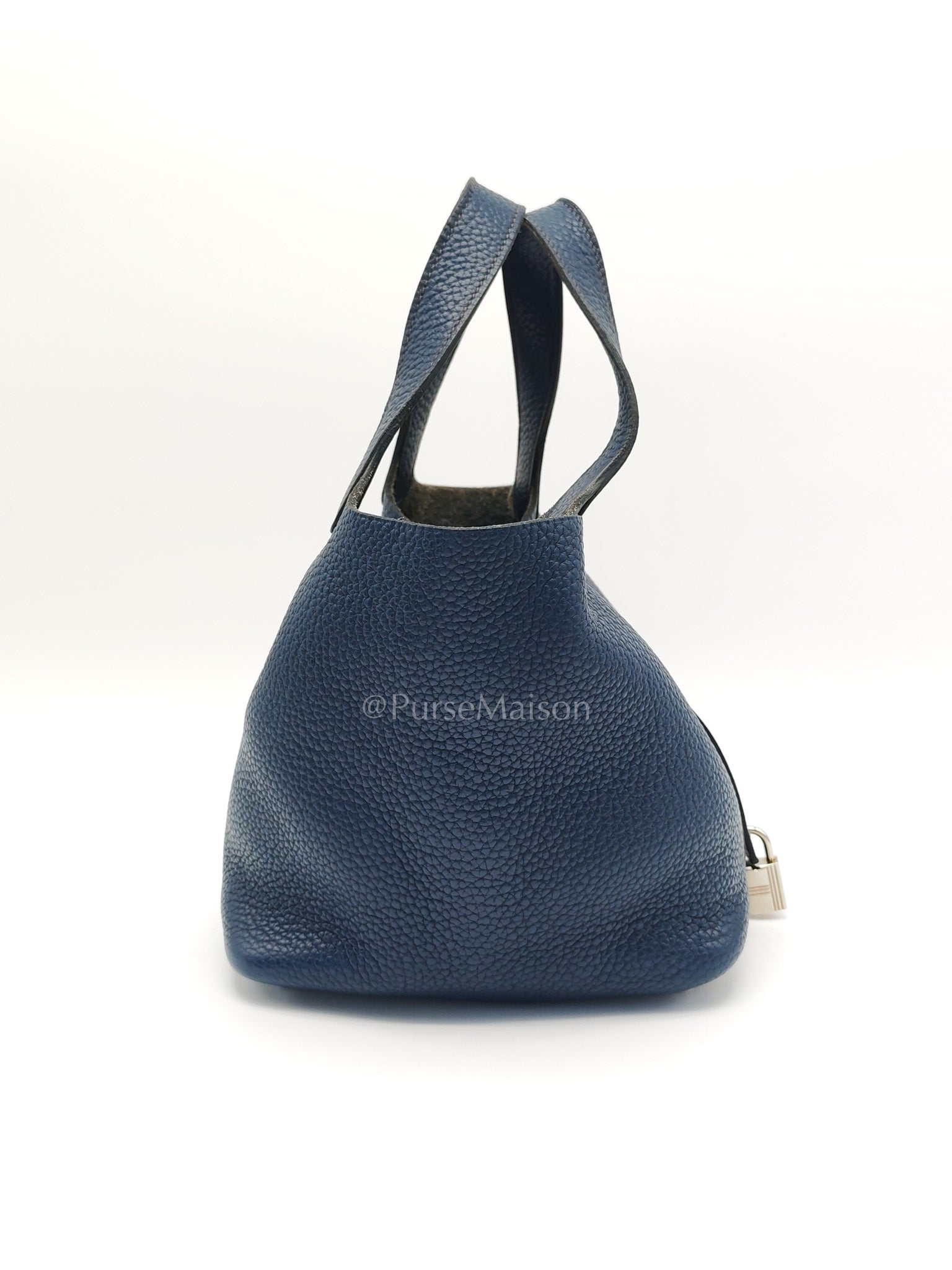 Picotin 18 in Blue Clemence Leather and Palladium Hardware Stamp M Square (2009) | Purse Maison Luxury Bags Shop