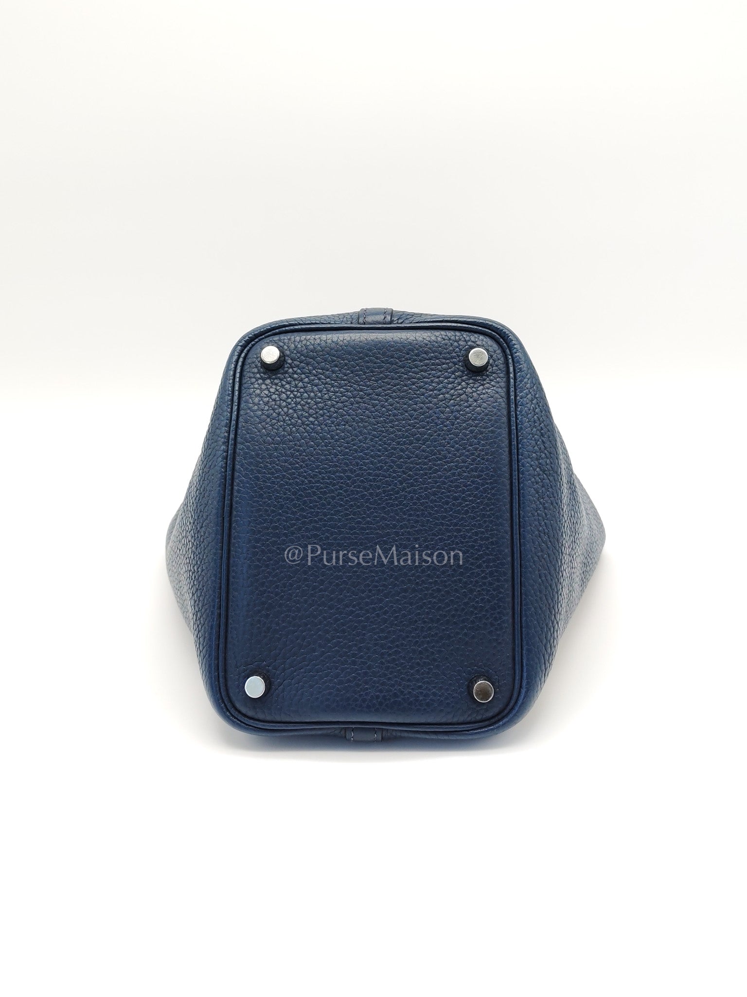 Picotin 18 in Blue Clemence Leather and Palladium Hardware Stamp M Square (2009) | Purse Maison Luxury Bags Shop