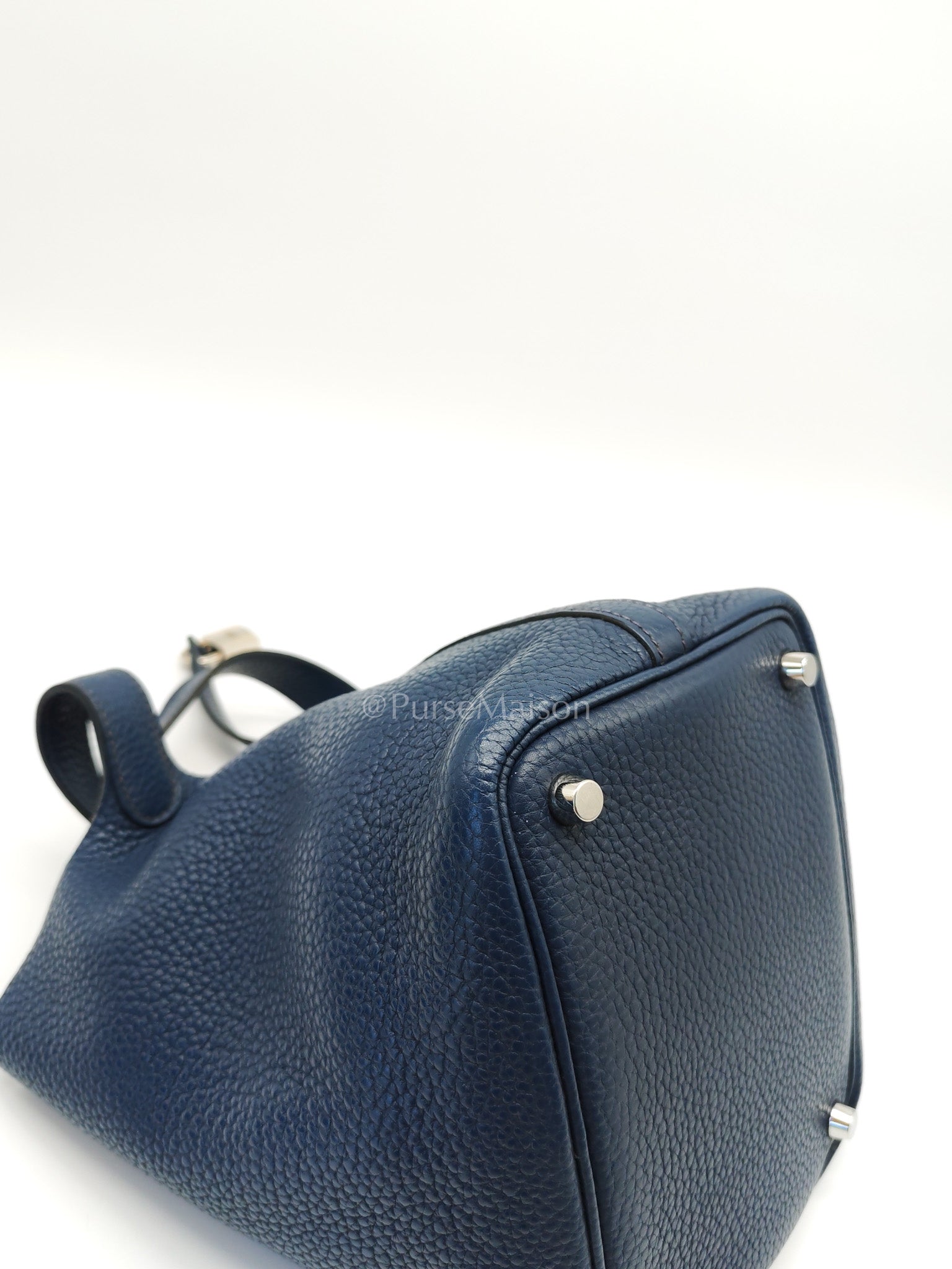 Picotin 18 in Blue Clemence Leather and Palladium Hardware Stamp M Square (2009) | Purse Maison Luxury Bags Shop