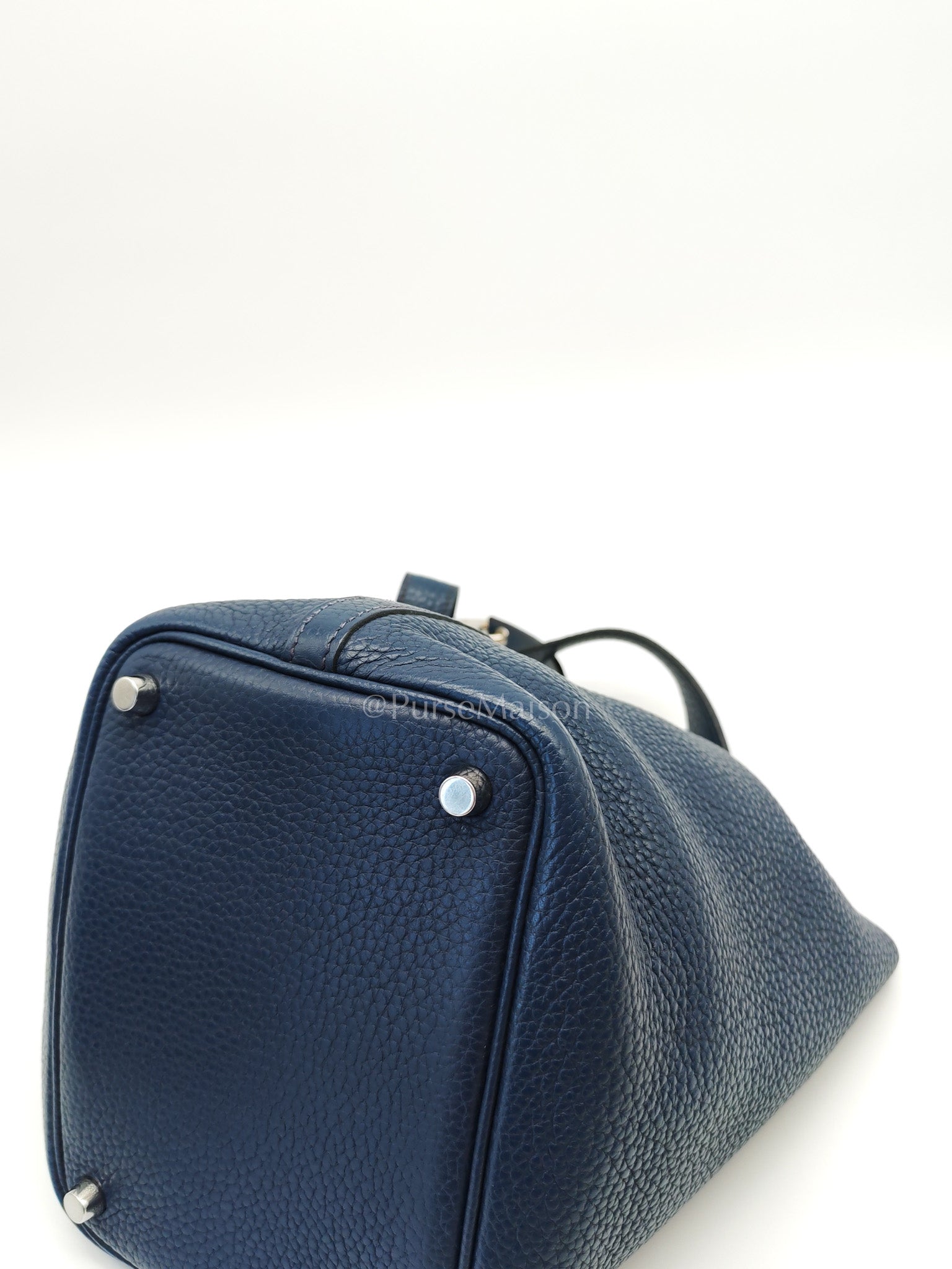 Picotin 18 in Blue Clemence Leather and Palladium Hardware Stamp M Square (2009) | Purse Maison Luxury Bags Shop