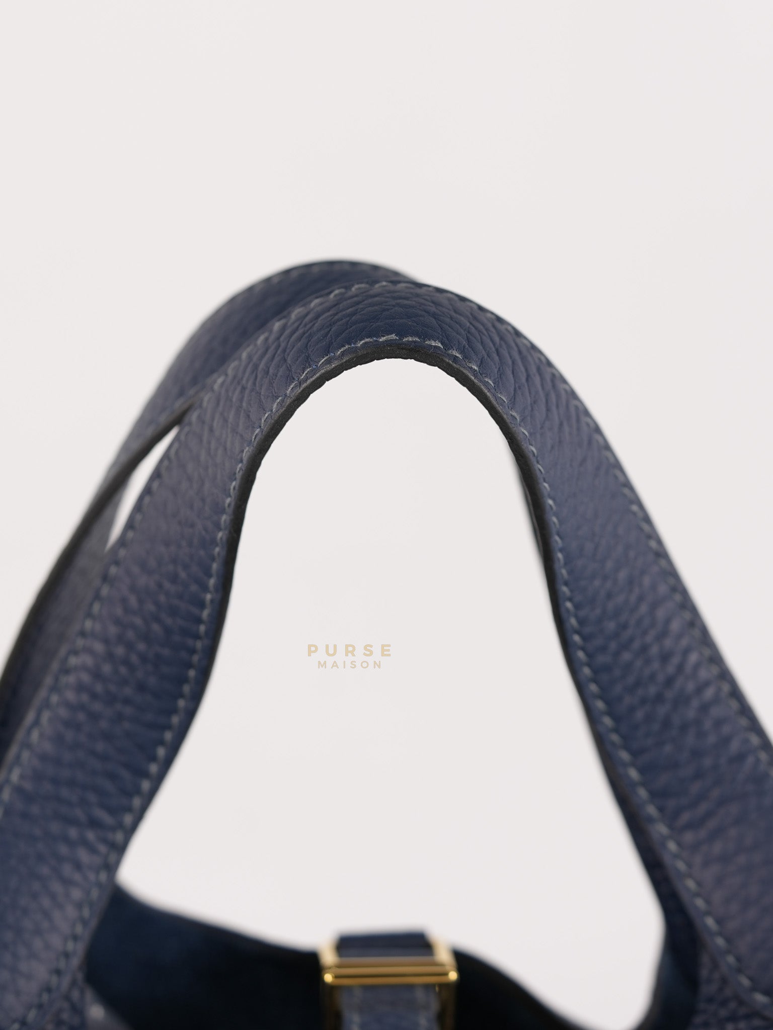 Picotin 18 in Blue De Prusse Clemence Leather in Gold Hardware Stamp W (2024) | Purse Maison Luxury Bags Shop