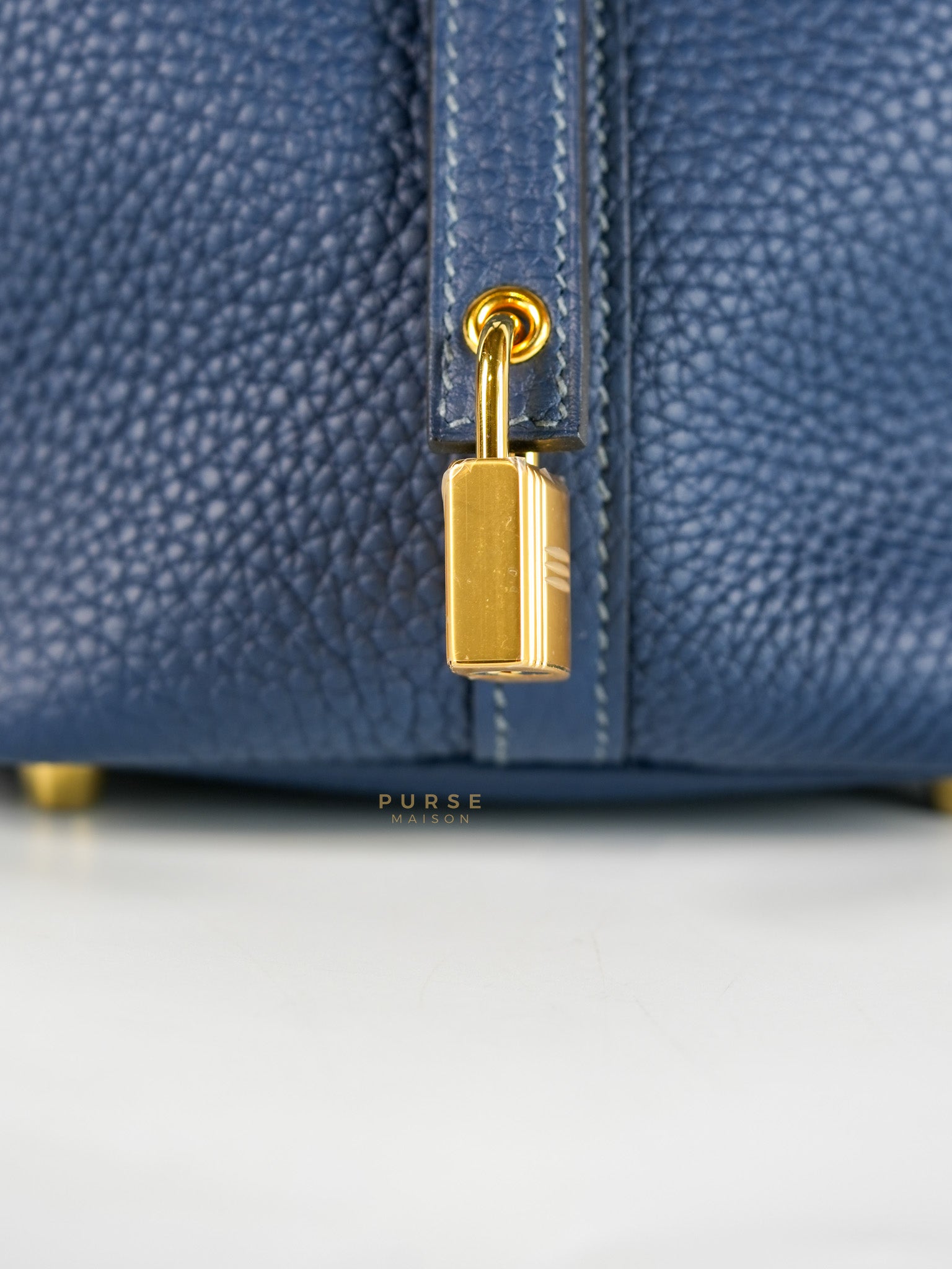 Picotin 18 in Blue De Prusse Clemence Leather in Gold Hardware Stamp W (2024) | Purse Maison Luxury Bags Shop