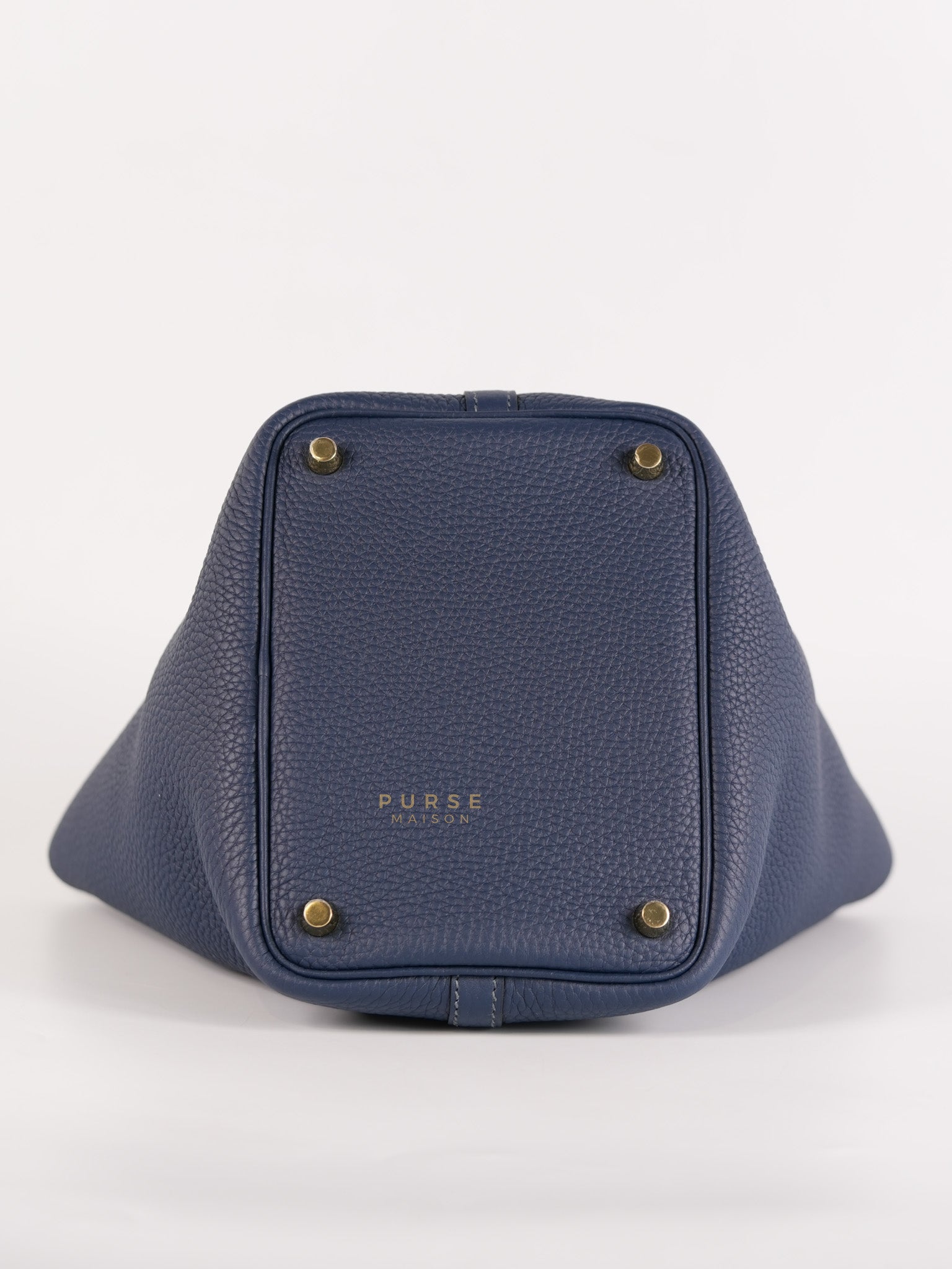 Picotin 18 in Blue De Prusse Clemence Leather in Gold Hardware Stamp W (2024) | Purse Maison Luxury Bags Shop