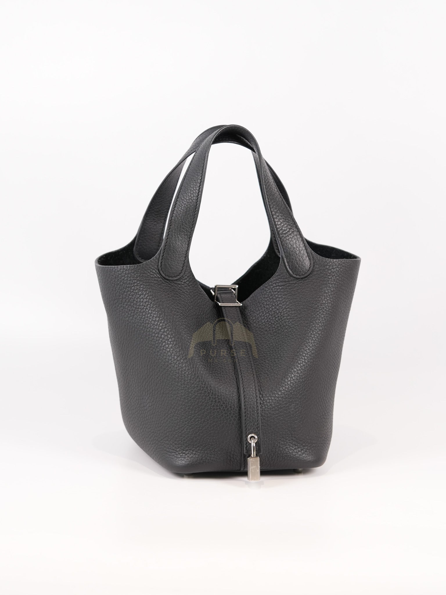 Picotin 18 in Noir/Black Clemence Leather Palladium Hardware Stamp U(2022) | Purse Maison Luxury Bags Shop