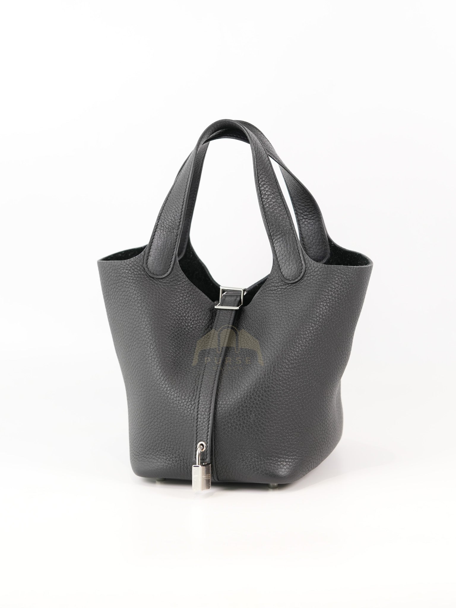 Picotin 18 in Noir/Black Clemence Leather Palladium Hardware Stamp U(2022) | Purse Maison Luxury Bags Shop