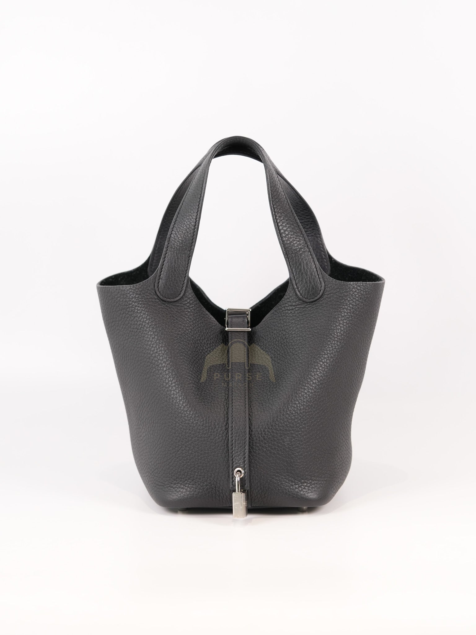 Picotin 18 in Noir/Black Clemence Leather Palladium Hardware Stamp U(2022) | Purse Maison Luxury Bags Shop