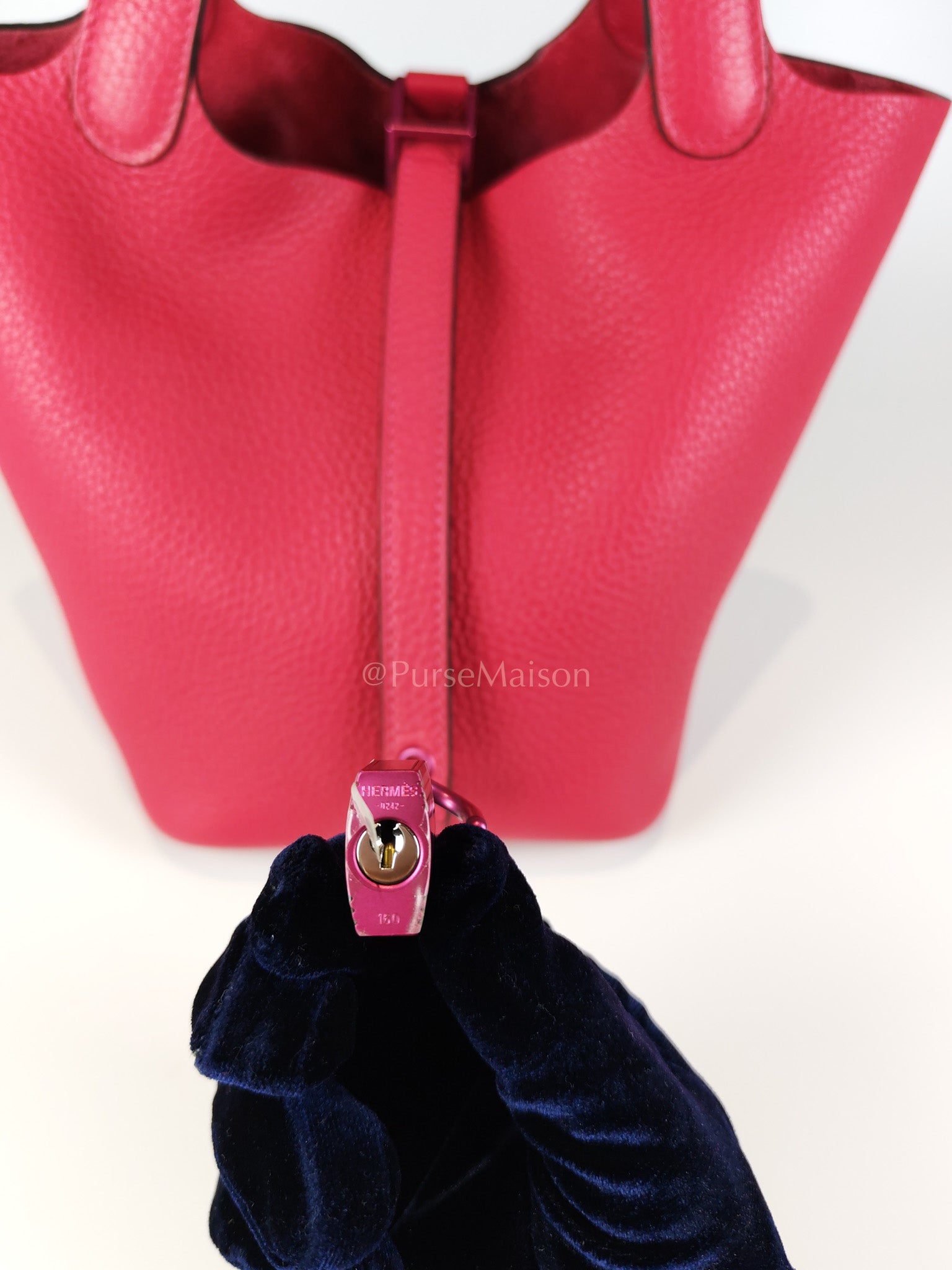 Picotin 18 in Rose Mexico Clemence Leather Monochrome Hardware (Stamp U) | Purse Maison Luxury Bags Shop